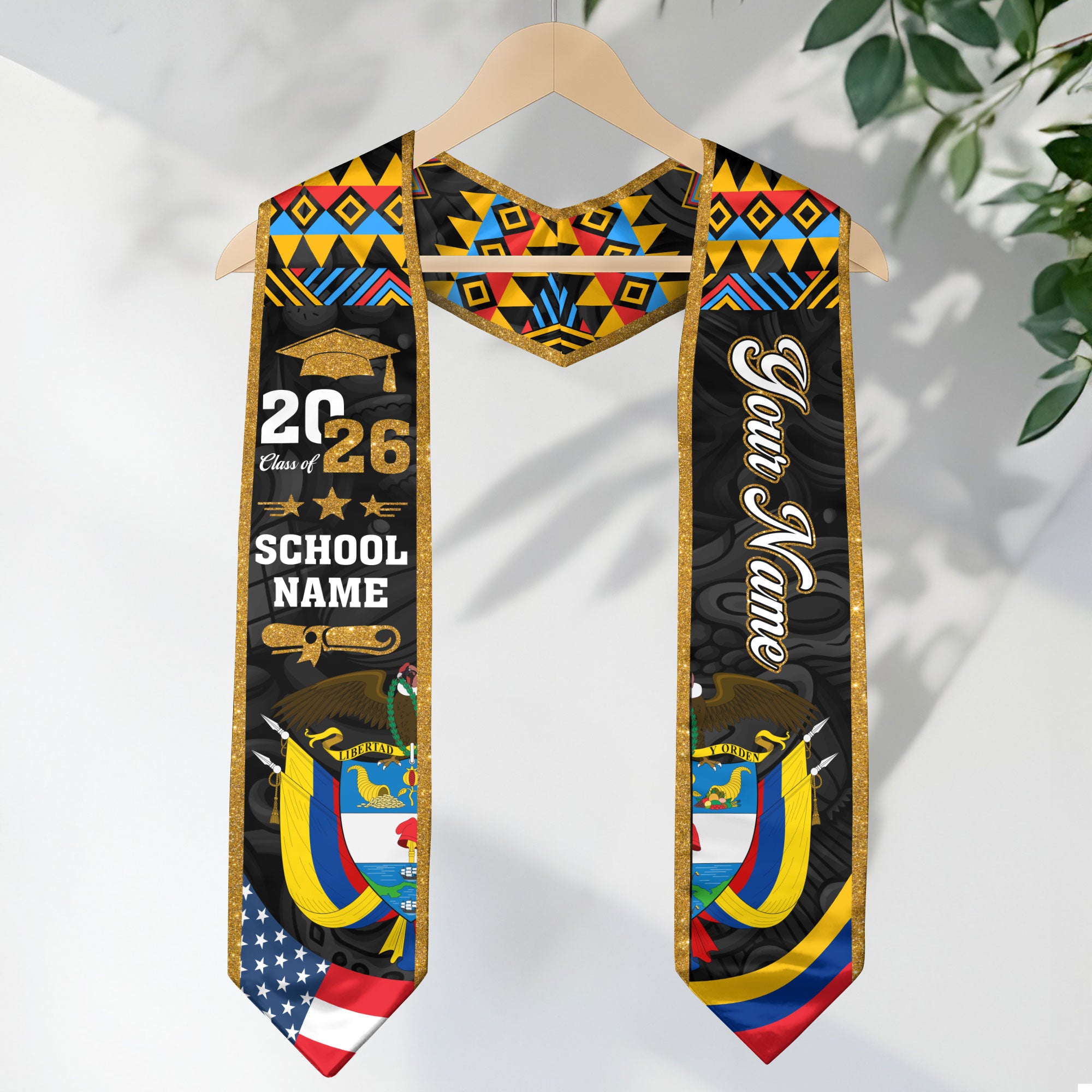 Customized Colombia Graduation Stole, Colombian Flag Stole, Graduation Sash for Graduates 2026
