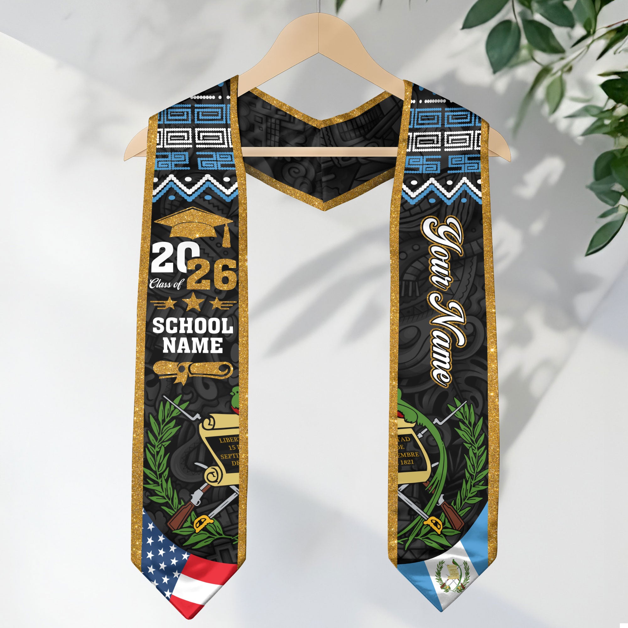 Guatemala Flag Sash 2026, Guatemala Graduation Stole, Add Custom Detail