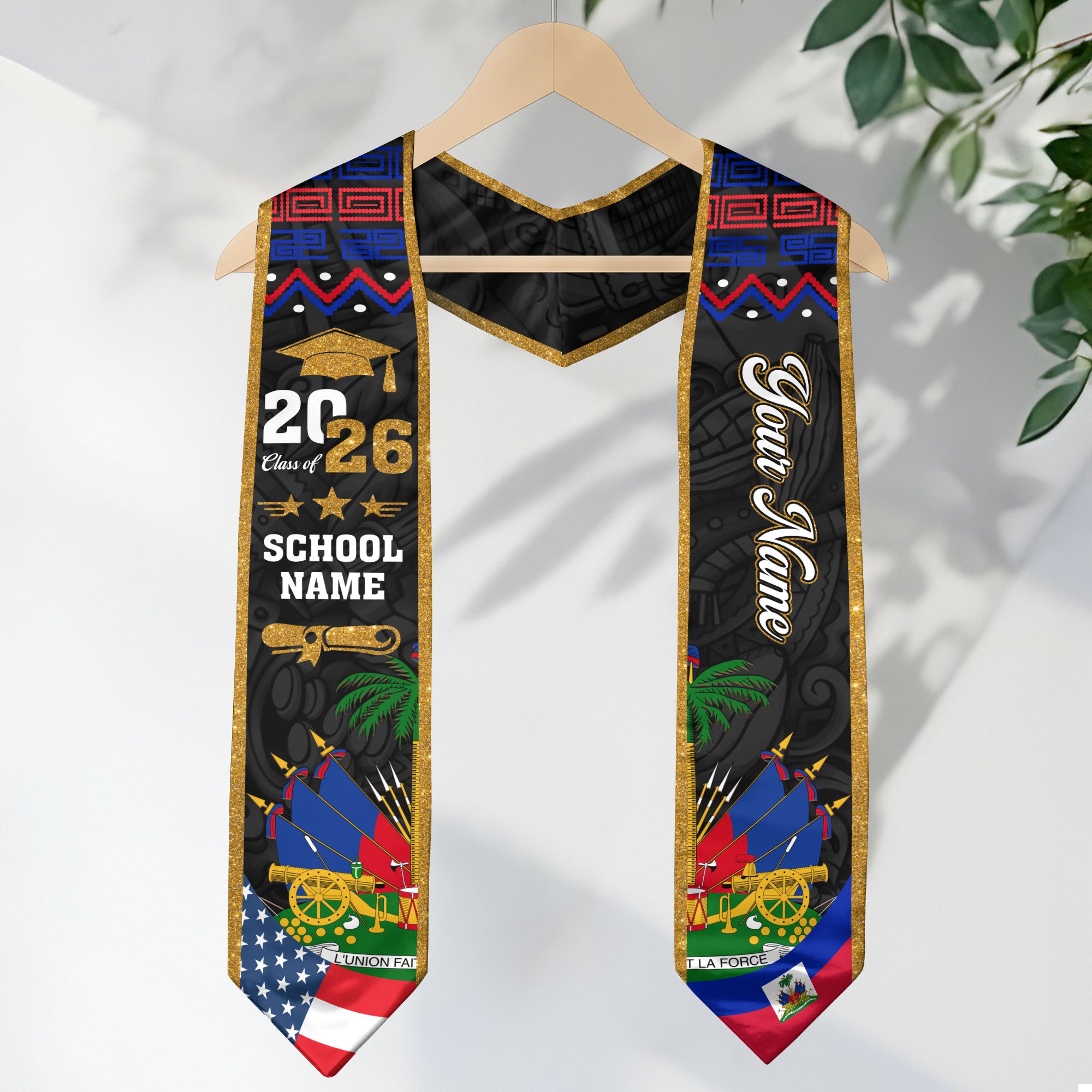 Haiti Flag Graduation Stole 2026, Haiti Sash, Custom Personalization Option
