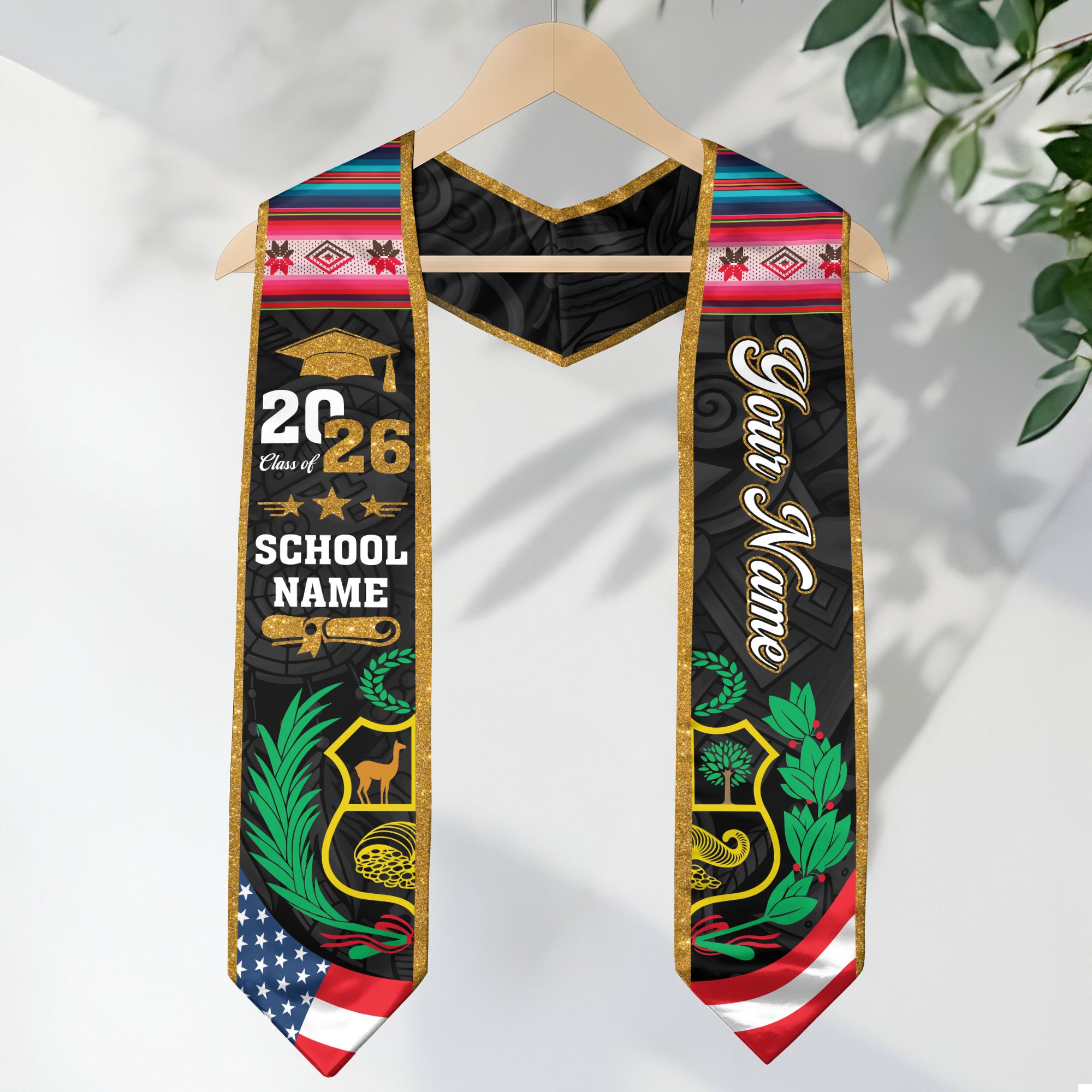 Customized Peru Graduation Stole, Peruvian Flag Stole, Graduation Sash for Graduates 2026