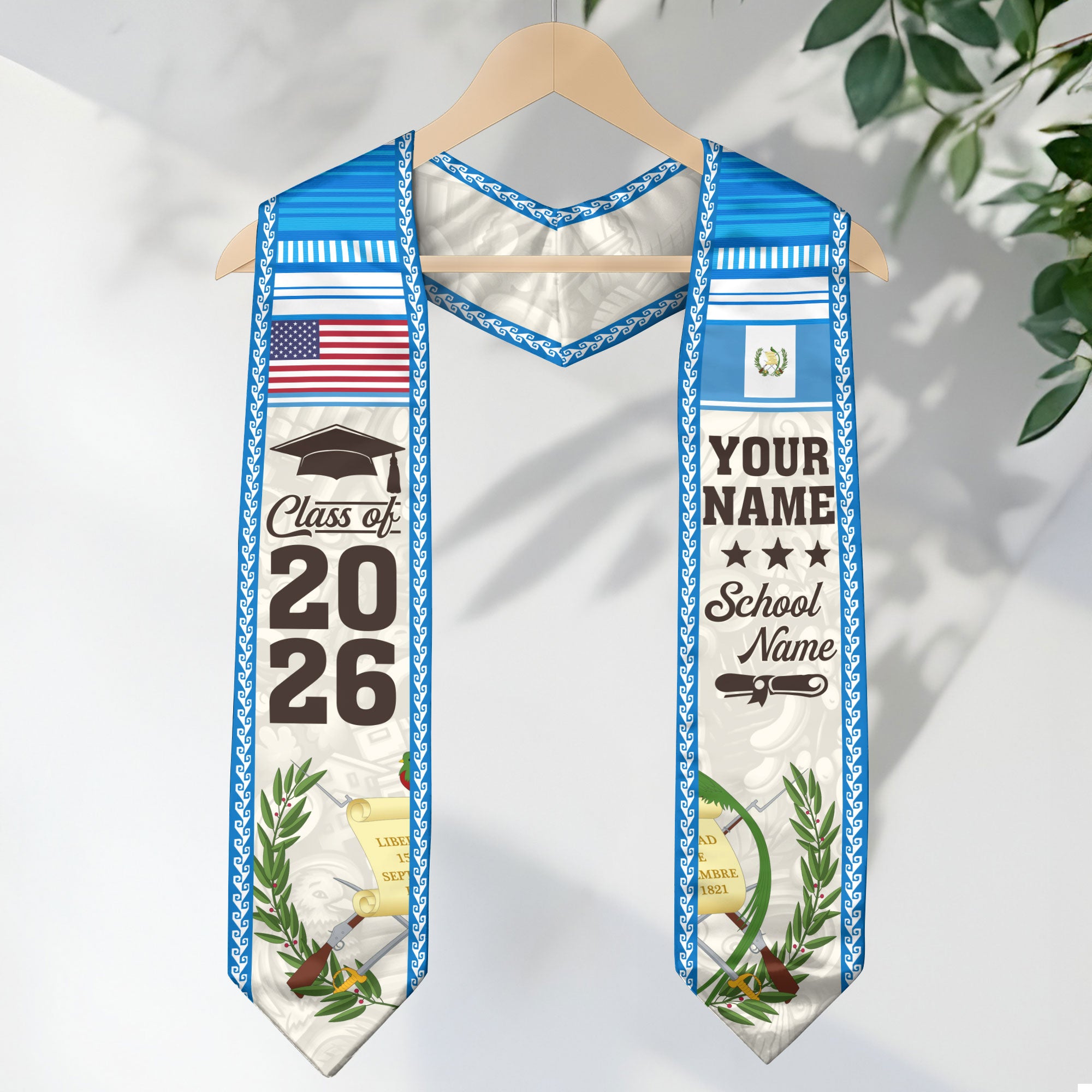 2026 Guatemala Graduation Stole, Guatemalan Flag Sash, Personalized Detail Option