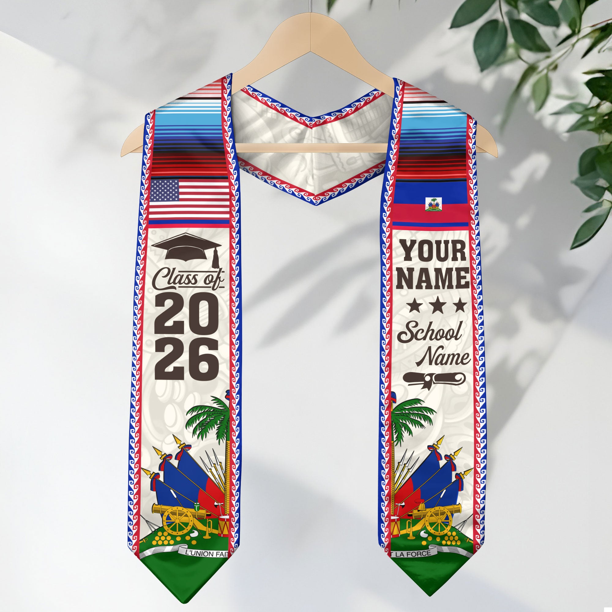 2026 Haiti Graduation Sash, Haitian Flag Stole, Personalized Detail Option