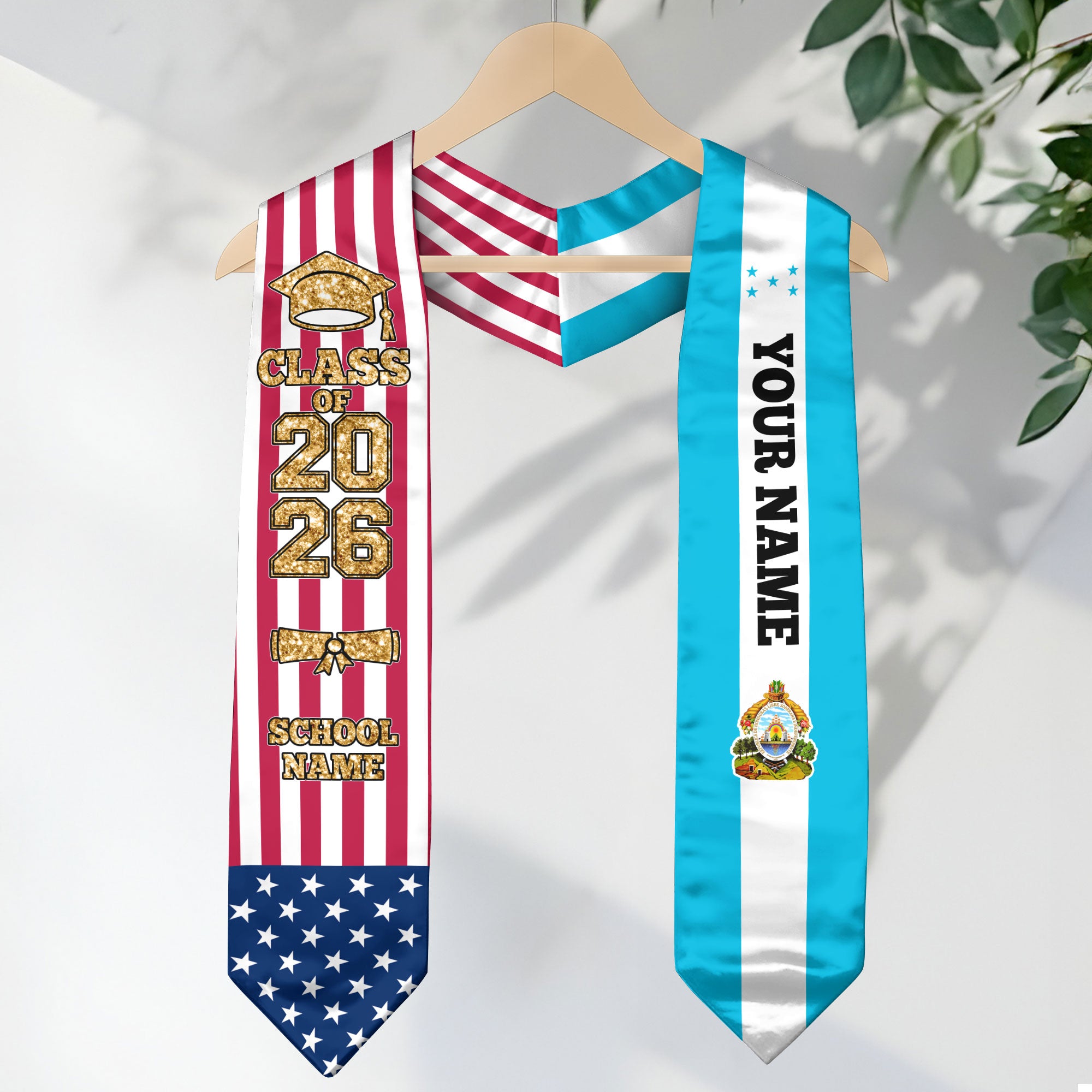 Customized Honduras Graduation Stole Featuring Honduran Flag Design, Graduation Sash 2026