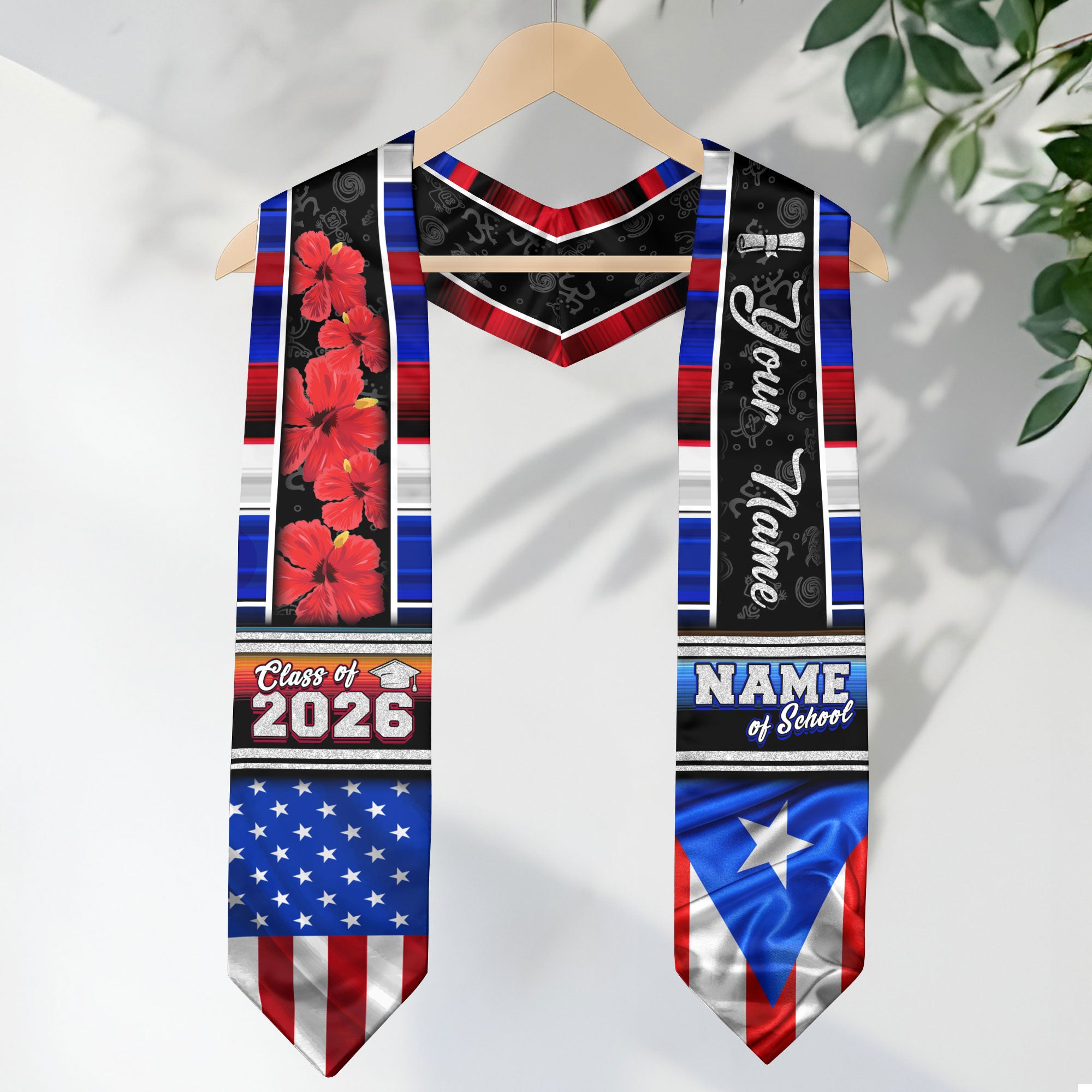 Puerto Rico Graduation Stole 2026, Puerto Rican Flag Sash, Graduation Stole Custom Accent