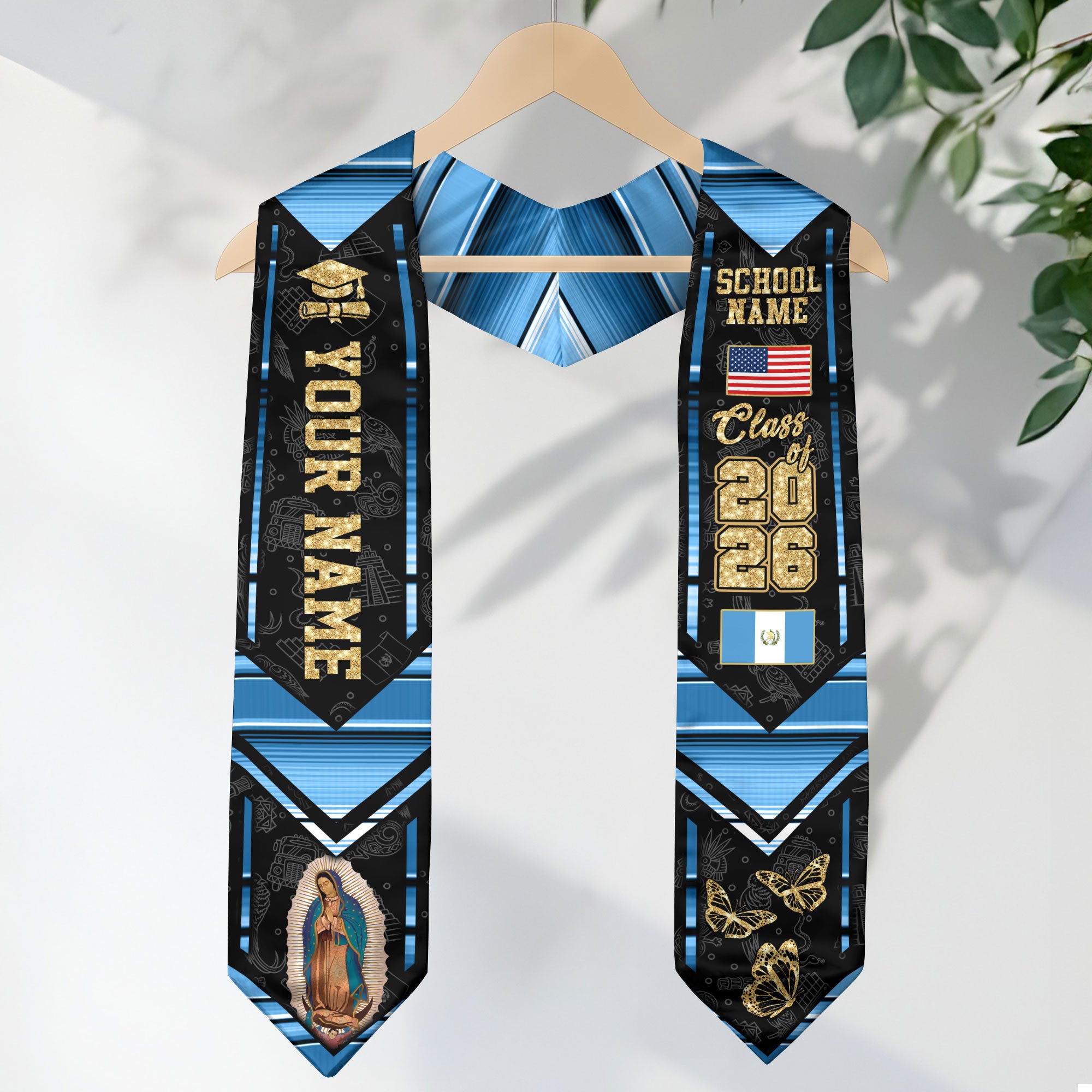 2026 Guatemala Graduation Stole, Guatemala Flag Stole, Guatemala Sash