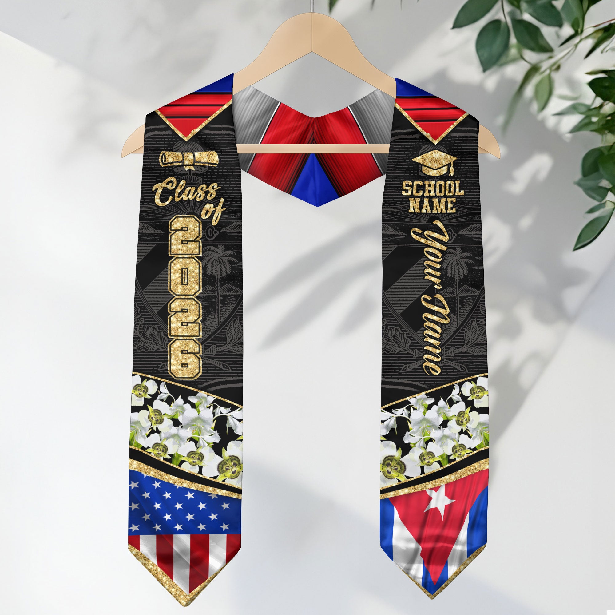 Cuban Graduation Sash 2026, Cuba Graduation Stole, Stole with Personalized Finish for Grads
