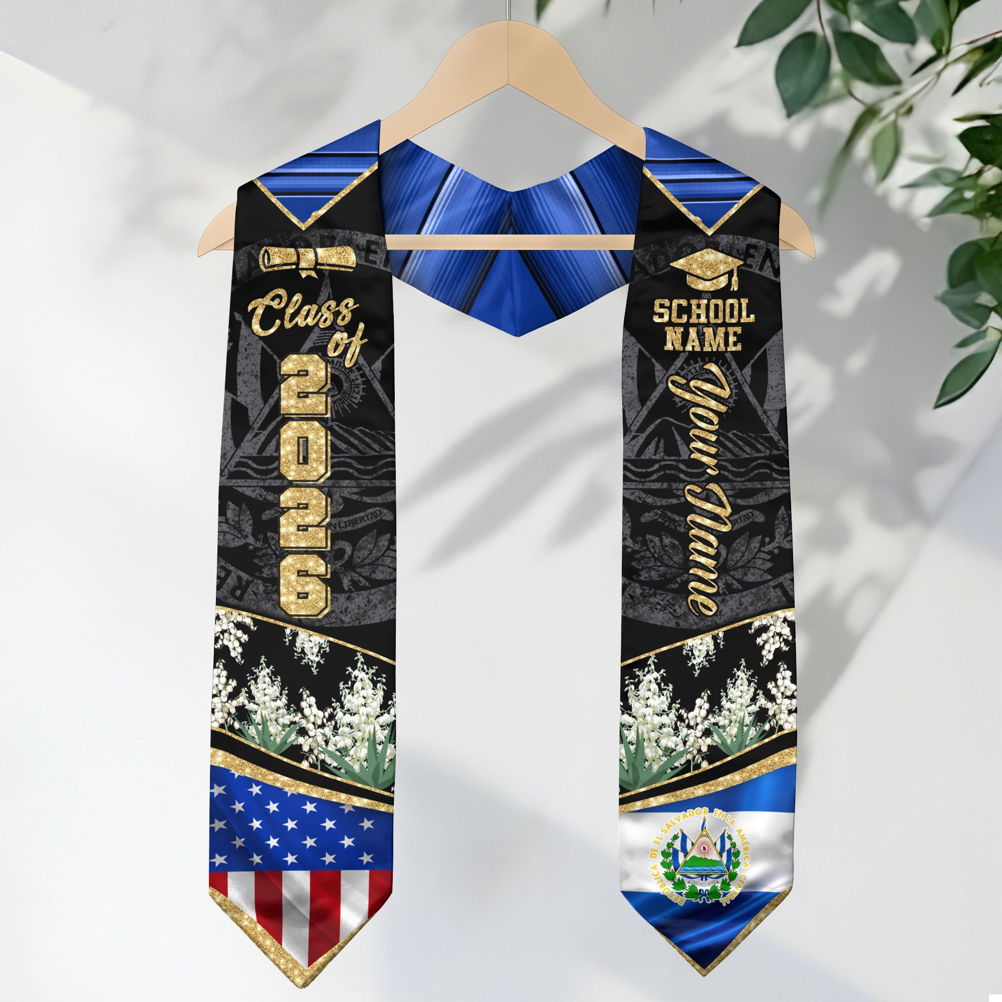 El Salvador Graduation Sash 2026, Salvadoran Graduation Stole, Stole with Personalized Finish