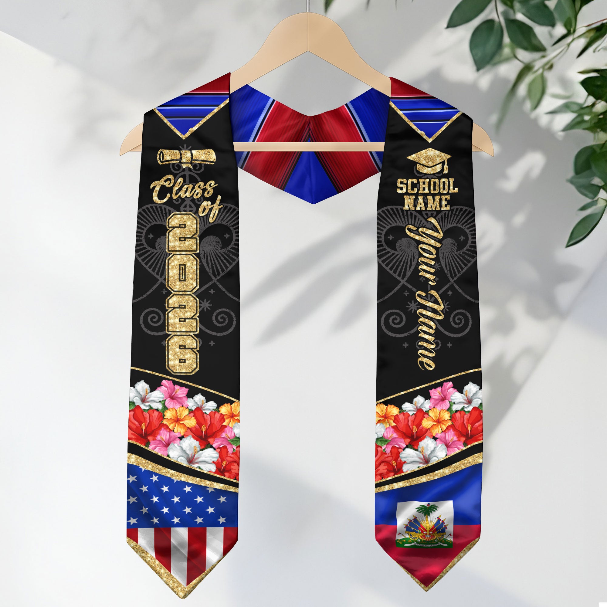 Haitian Graduation Sash 2026, Haiti Graduation Stole, Stole with Personalized Finish