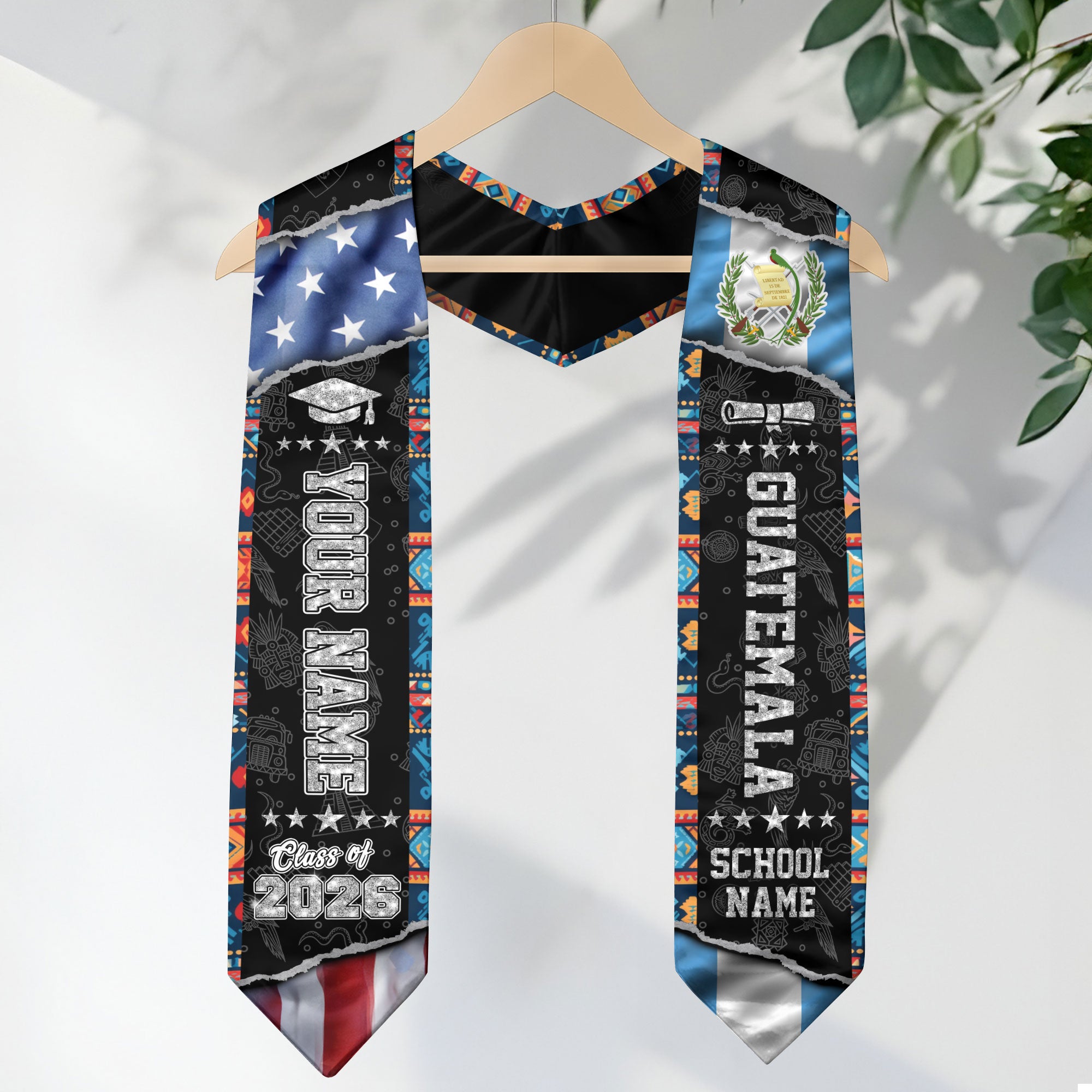 2026 Guatemala Flag Stole, Guatemala Stole, Guatemala Graduation Sash