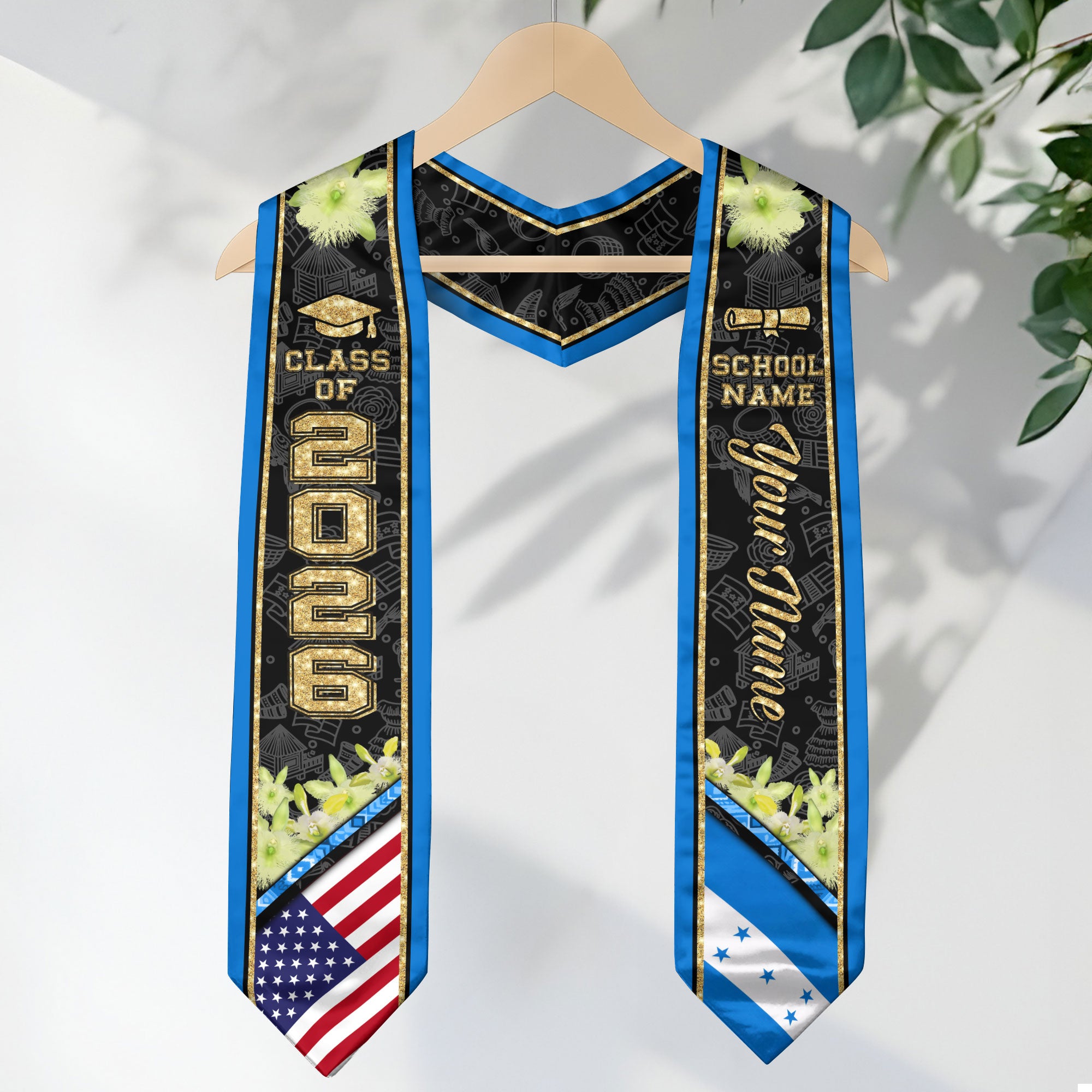 Honduras Graduation Stole 2026, Honduran Flag Sash, Custom Accent for Class of 2026