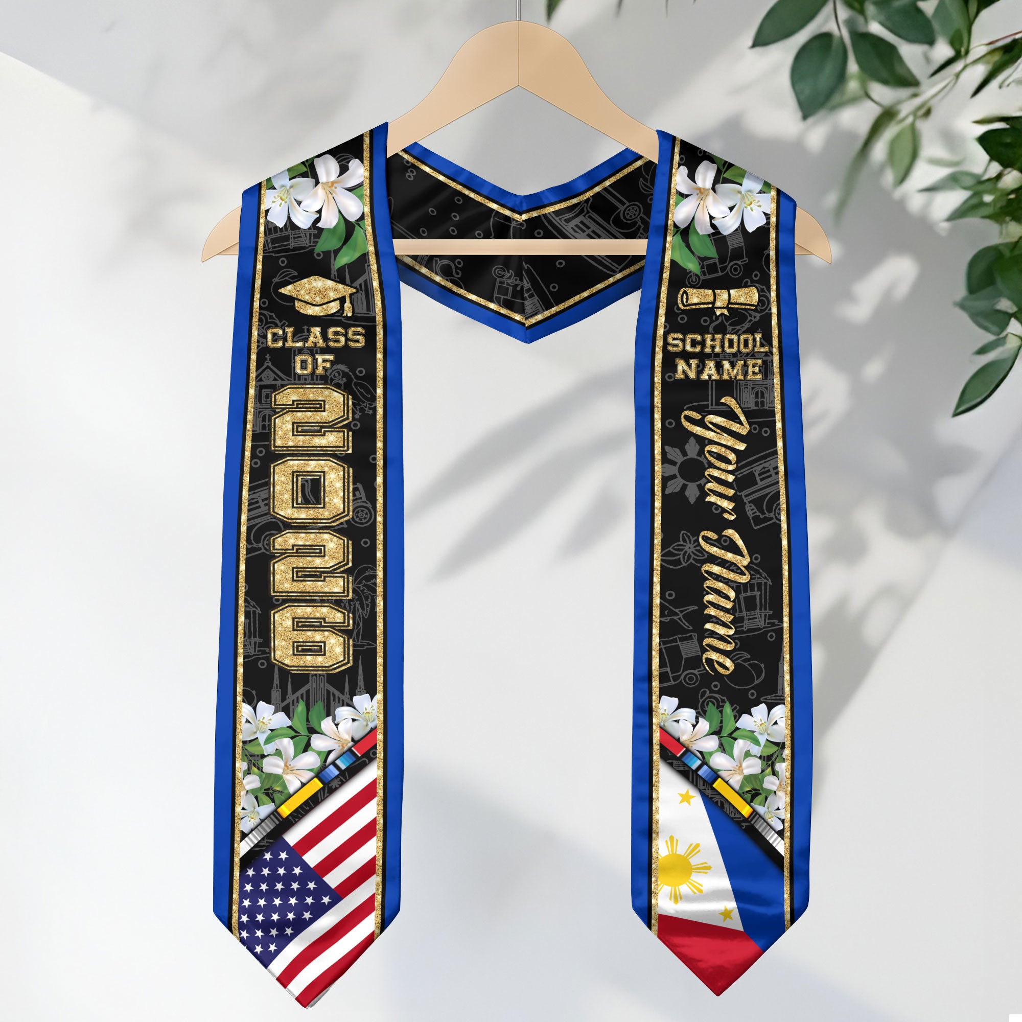 Philippines Graduation Stole 2026, Philippines Flag Sash, Custom Accent for Class of 2026