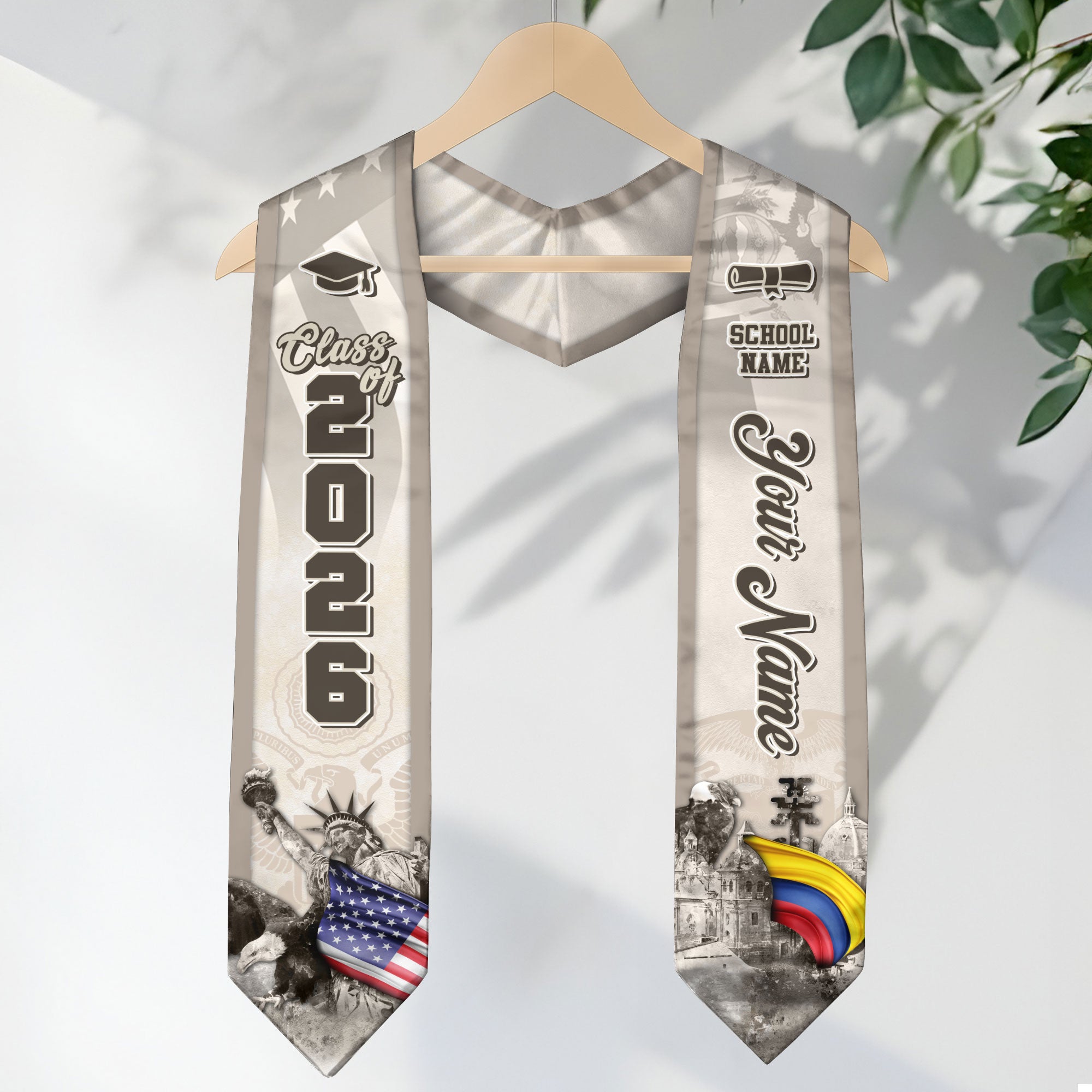 Colombian Flag Graduation Stole 2026, Colombia Stole Sash, Custom Touch for Class of 2026