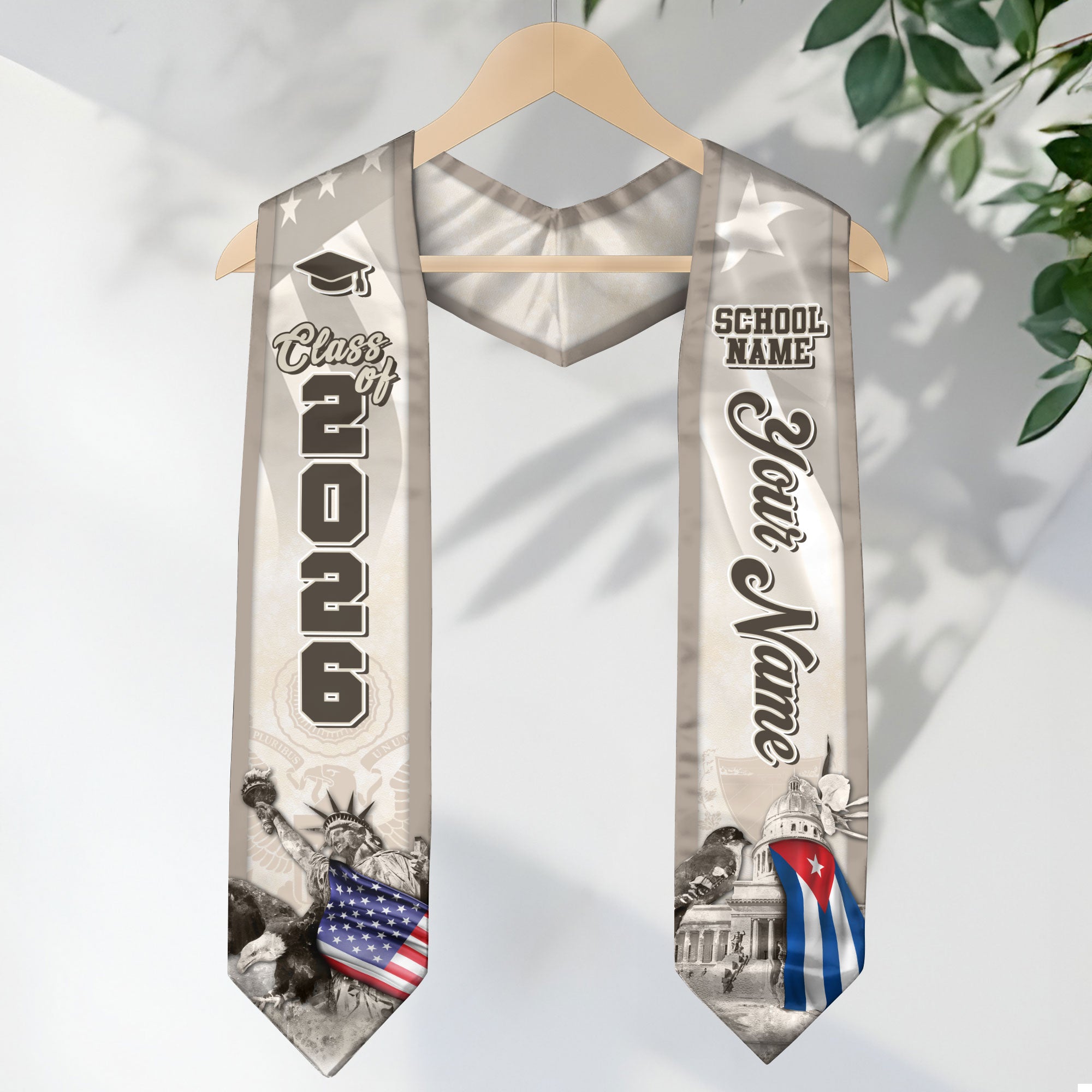 Cuban Flag Graduation Stole 2026, Cuba Stole Sash, Custom Touch for Class of 2026