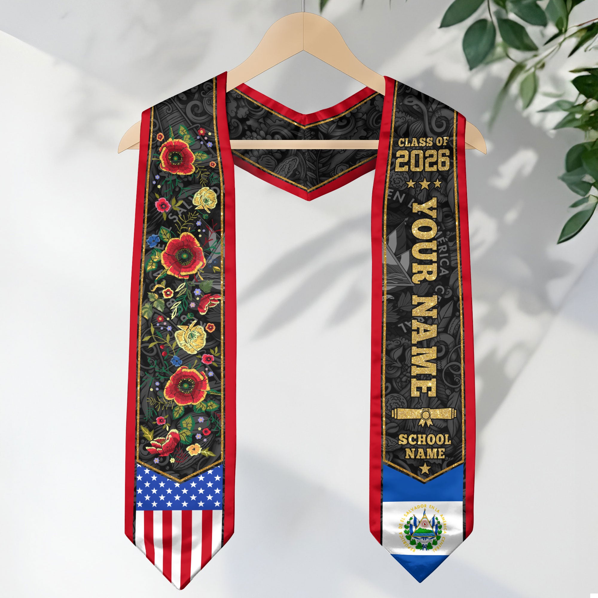 El Salvador Graduation Stole 2026, Salvadoran Flag Graduation Sash, Class of 2026