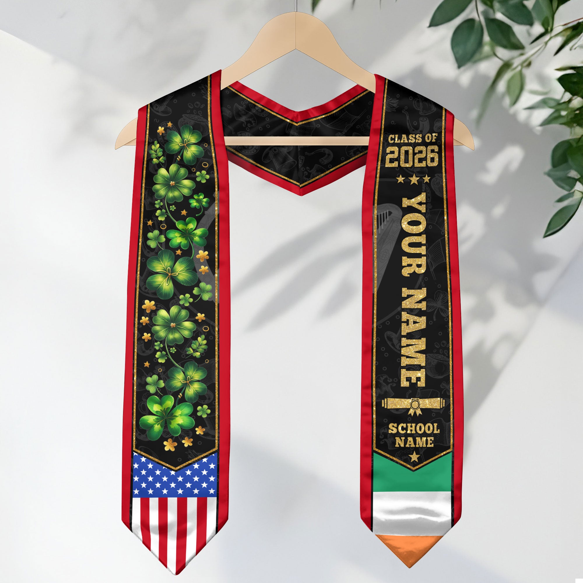 Ireland Graduation Stole 2026, Irish Flag Graduation Sash, Custom Grad Stole for 2026