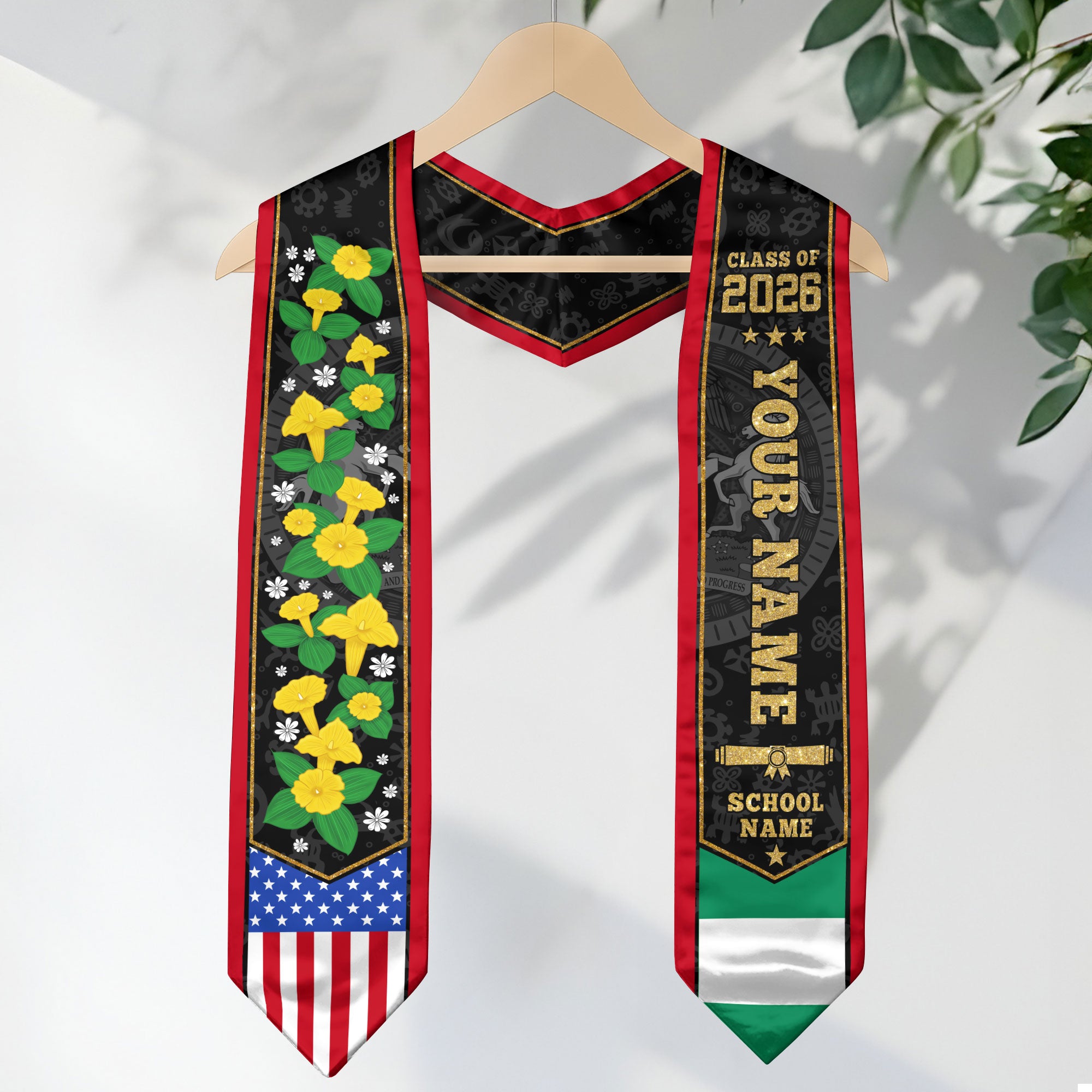Nigeria Graduation Stole 2026, Nigerian Flag Sash, Graduation Stole with Custom Accent