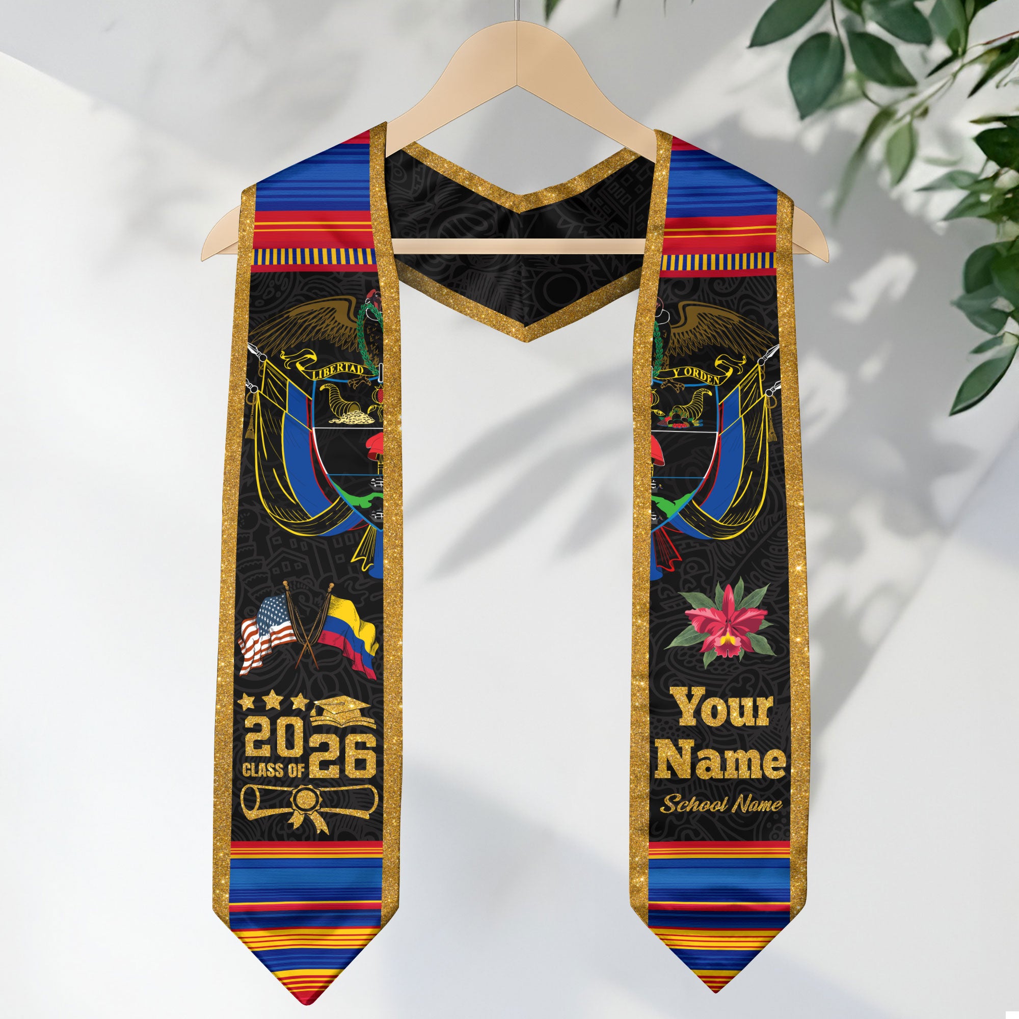 Colombia Graduation Stole 2026, Colombian Flag Academic Sash for Graduation Ceremony Class of 2026