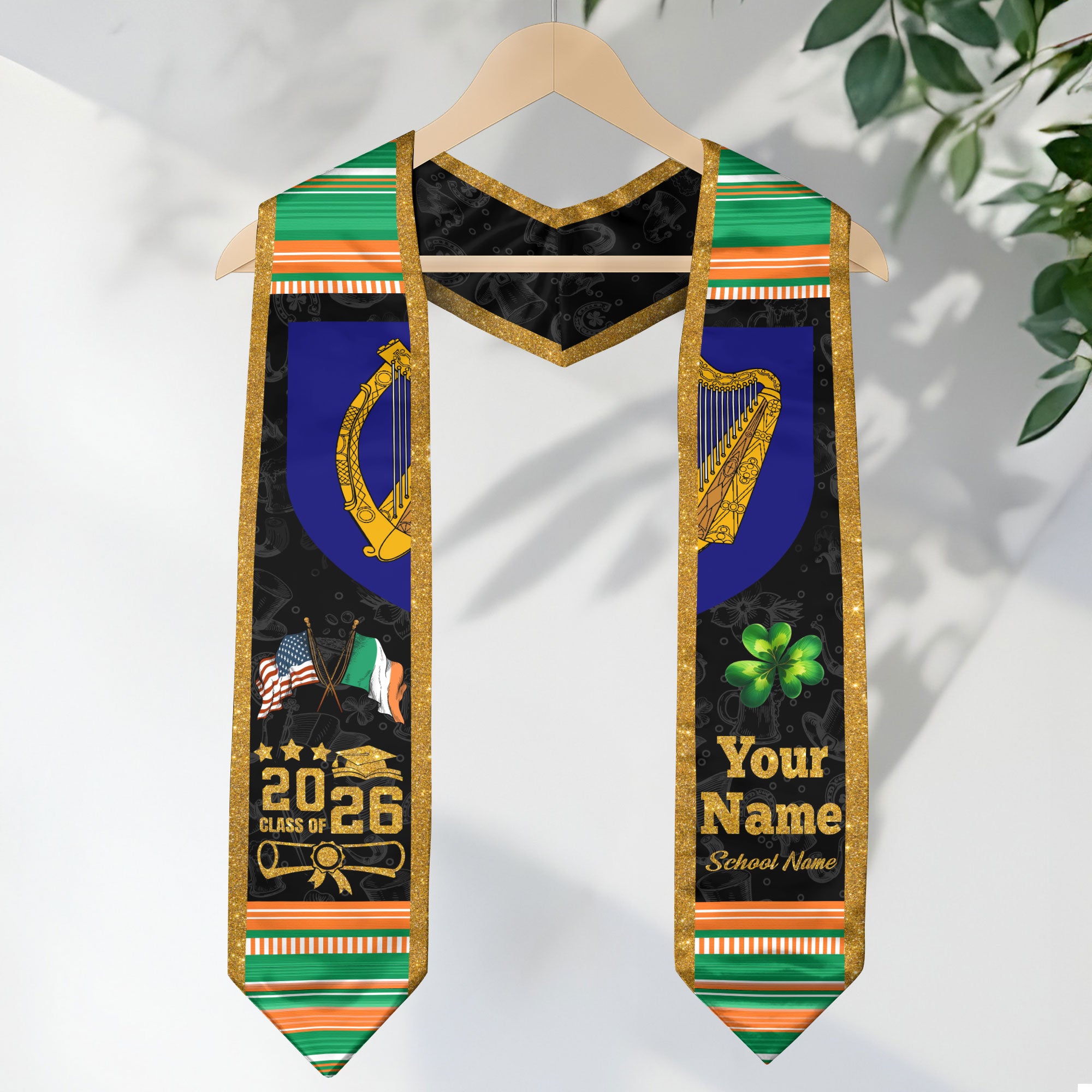 Irish Flag Graduation Sash 2026, Ireland Graduation Stole, Custom Graduation Stole 2026