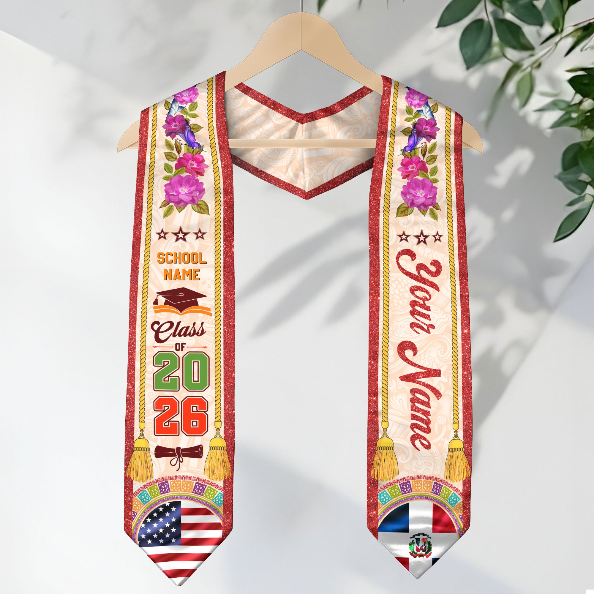 Graduation Stole Dominican Flag 2026, Dominican Sash for Graduation, Stole for Dominican Pride