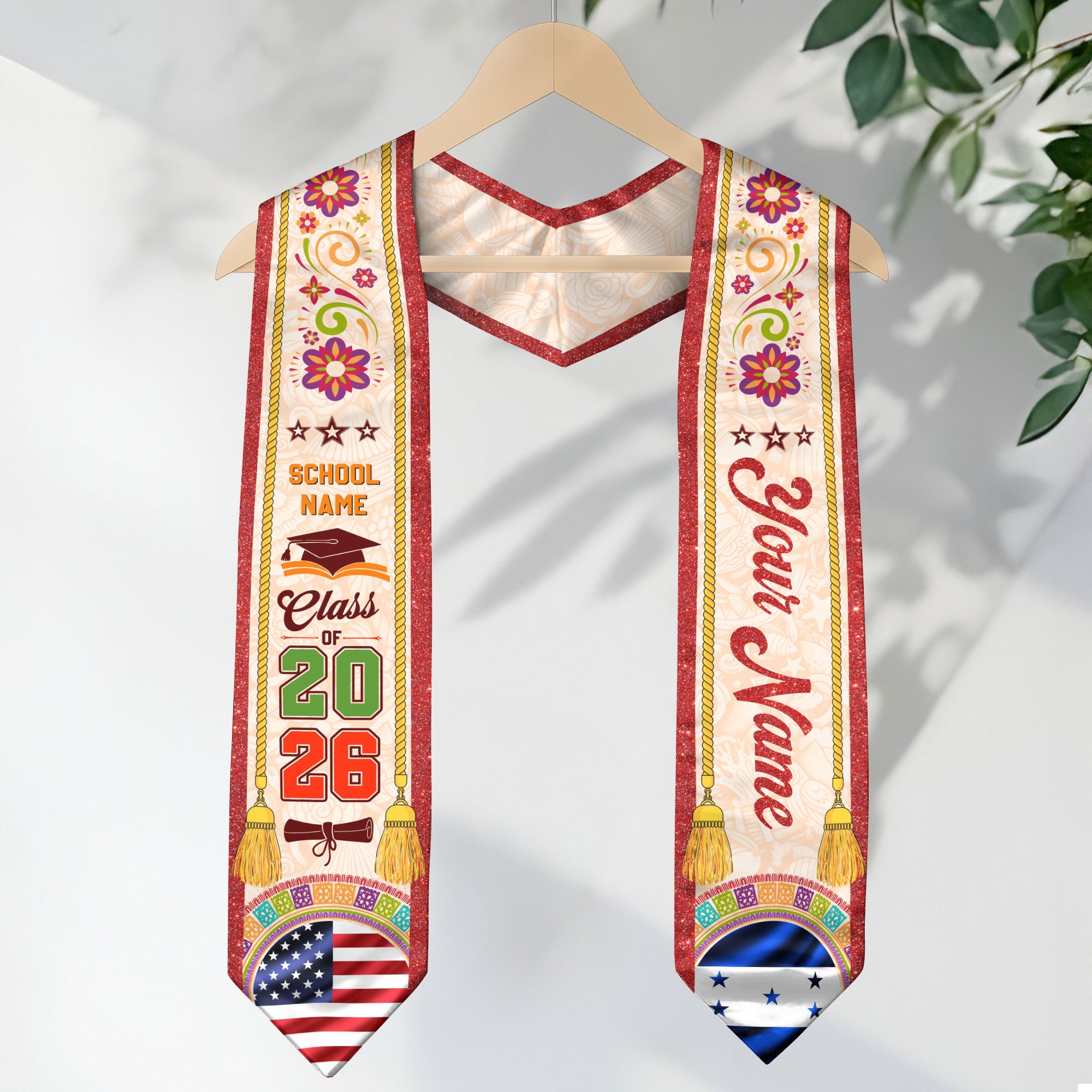 Honduran Stole, Honduras Graduation Sash 2026, Honduras Flag Stole for Graduation