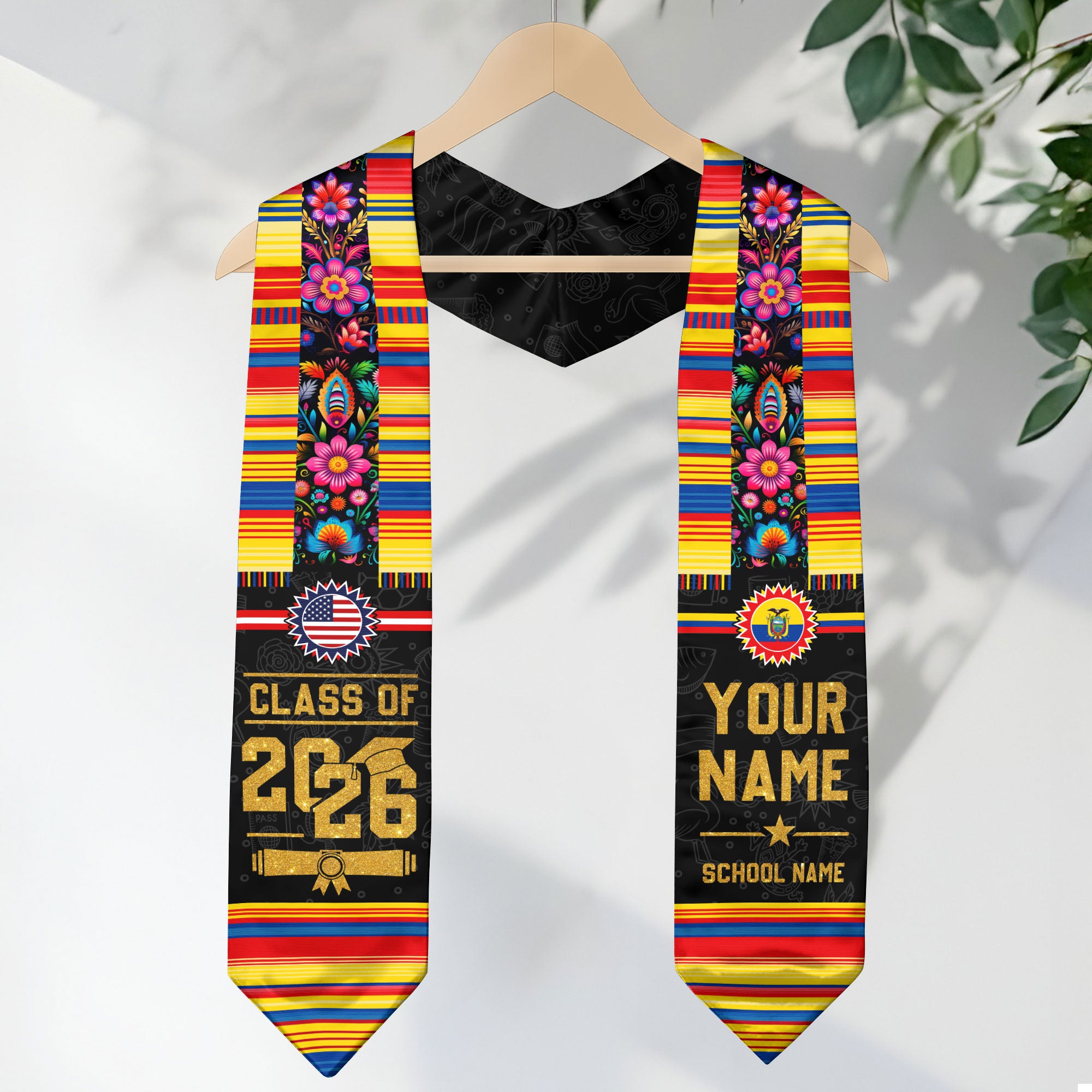 Ecuador Flag Graduation Stole 2026, Ecuador Stole Sash, Custom Grad Sash Class of 2026