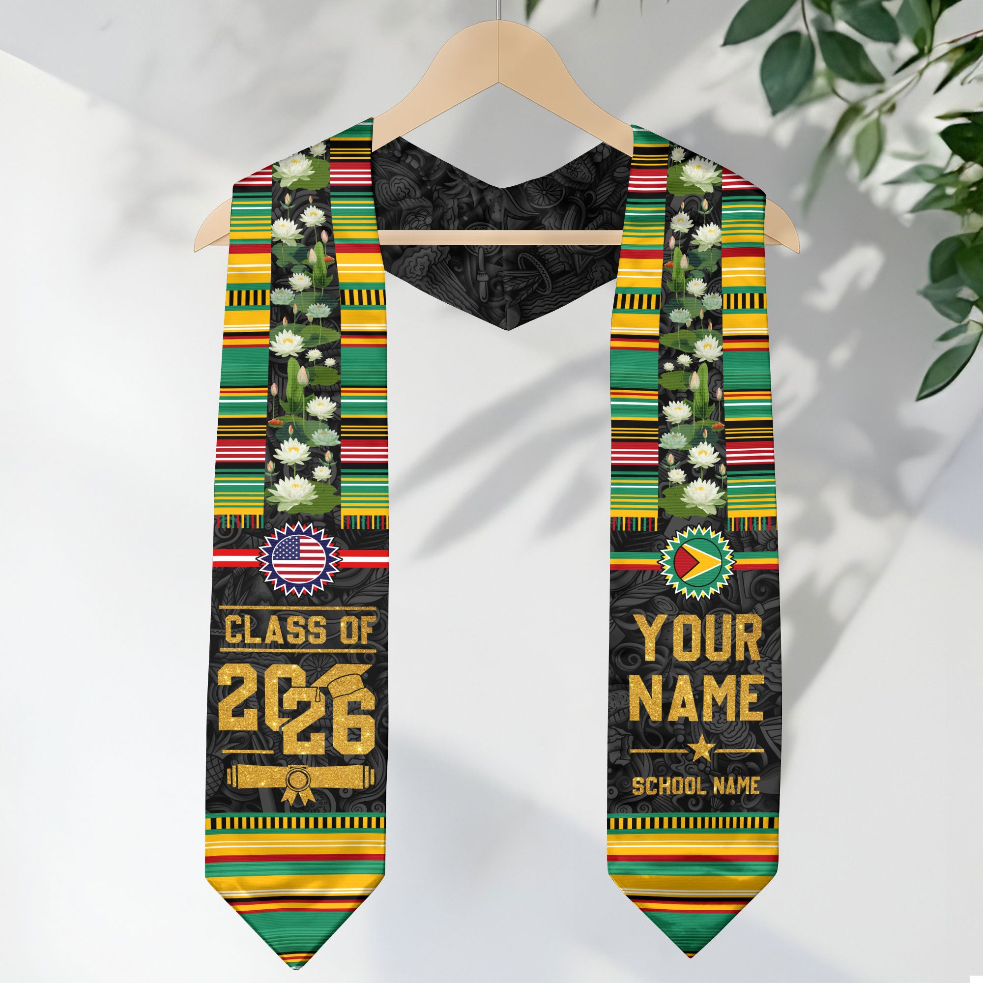 Guyana Flag Graduation Stole 2026, Guyana Stole Sash, Custom Grad Sash Class of 2026