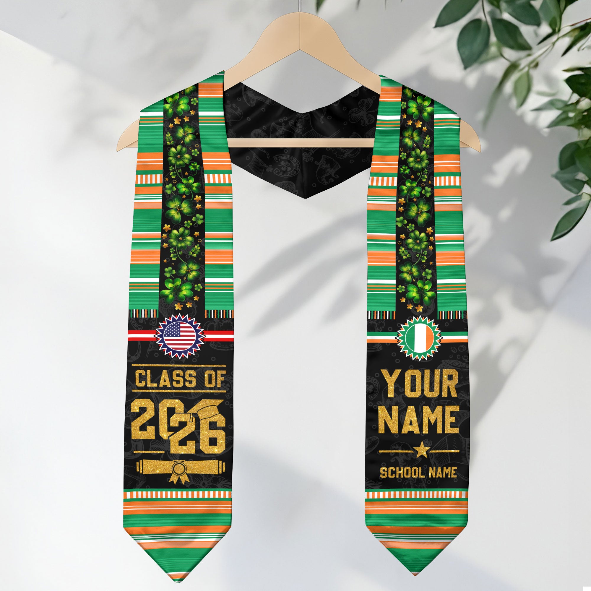 Ireland Flag Graduation Stole 2026, Ireland Stole Sash, Custom Grad Sash Class of 2026
