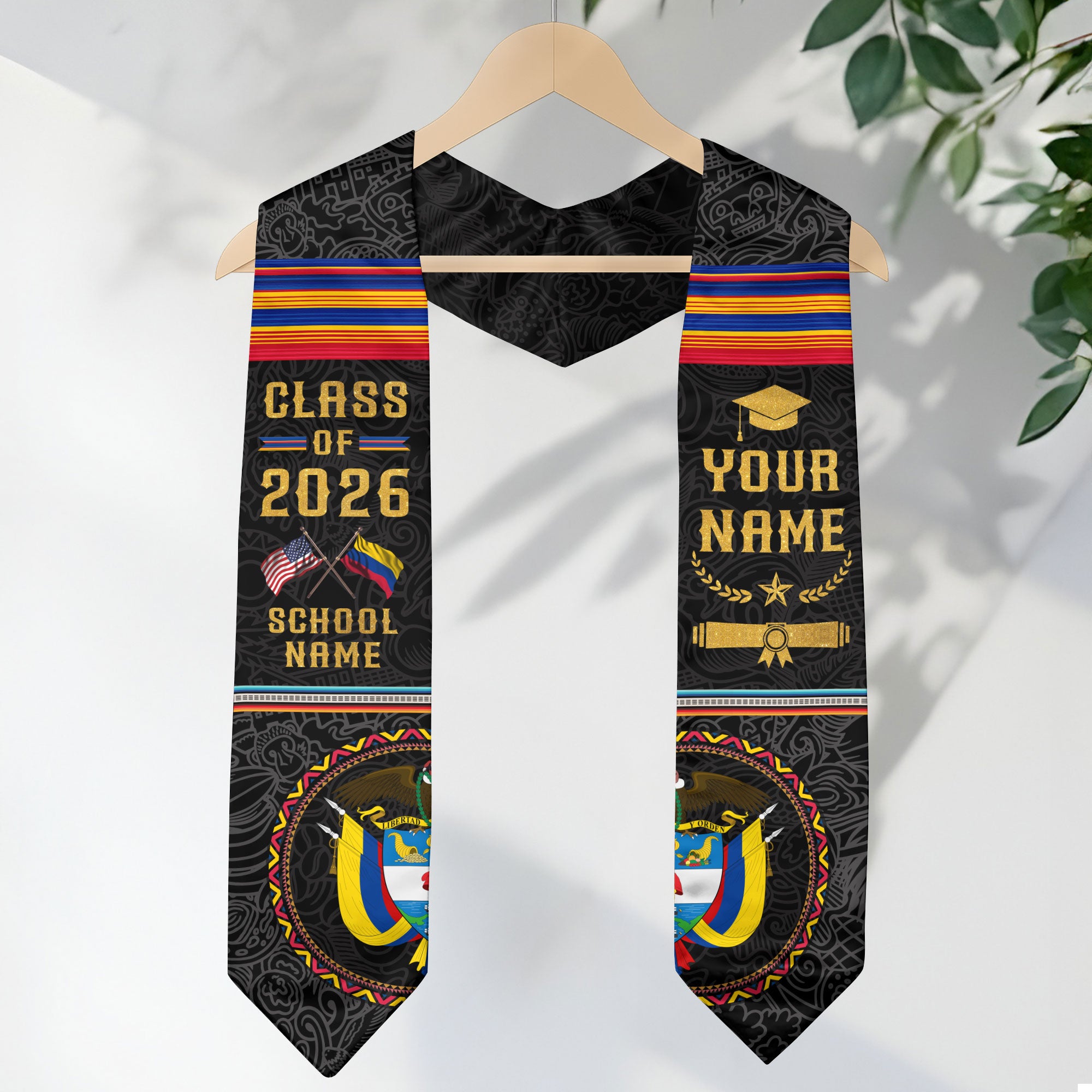 Colombian Graduation Stole 2026, National Flag Inspired Graduation Sash for Colombia Graduates