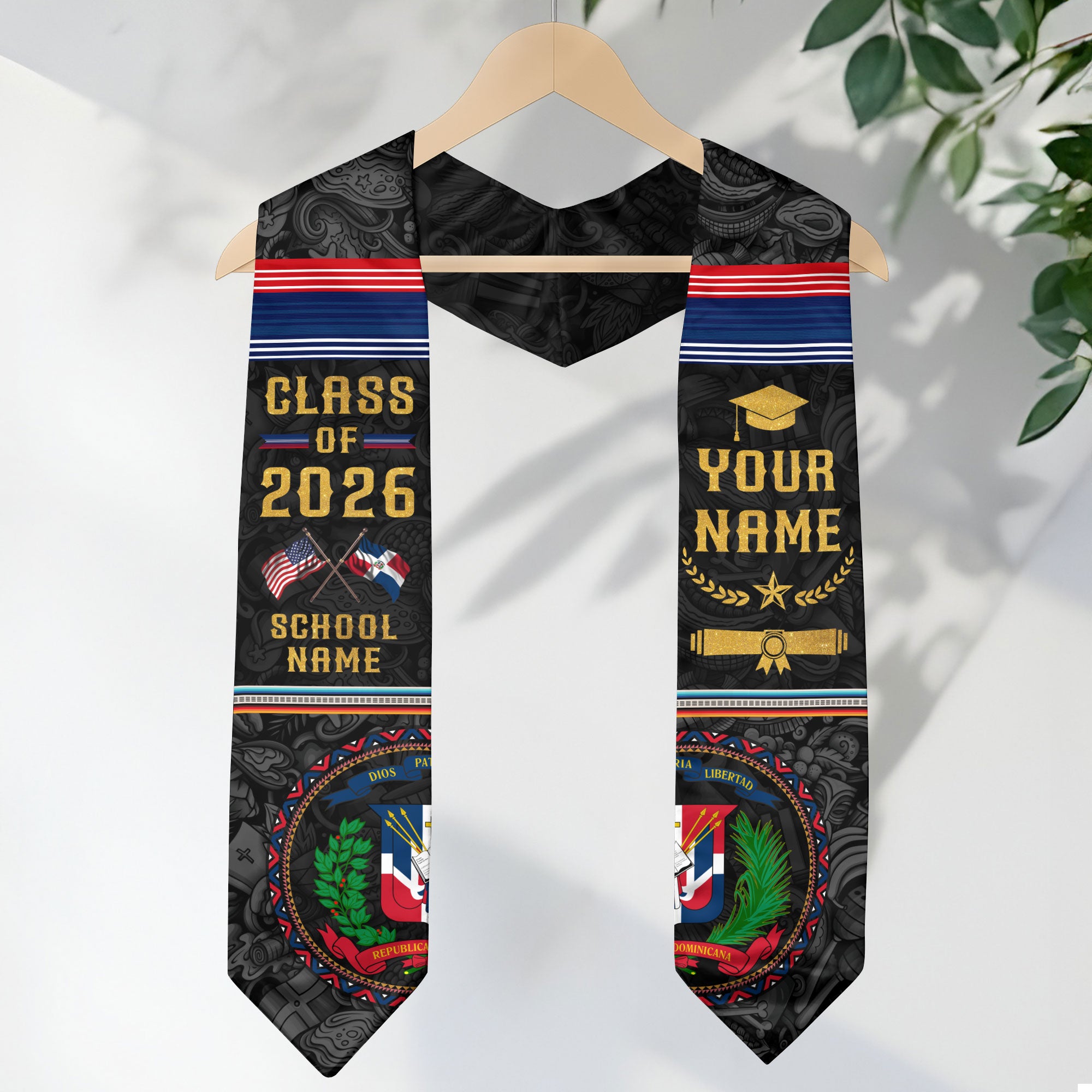 Dominican Flag Graduation Stole, Dominican Sash 2026, Stole for Dominican Pride