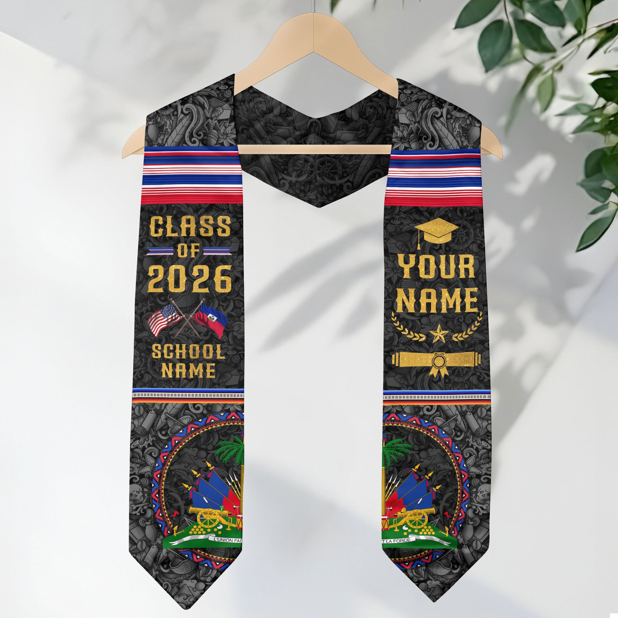 2026 Haitian Graduation Stole, Haiti Flag Sash, Haitian Cultural Graduation Sash