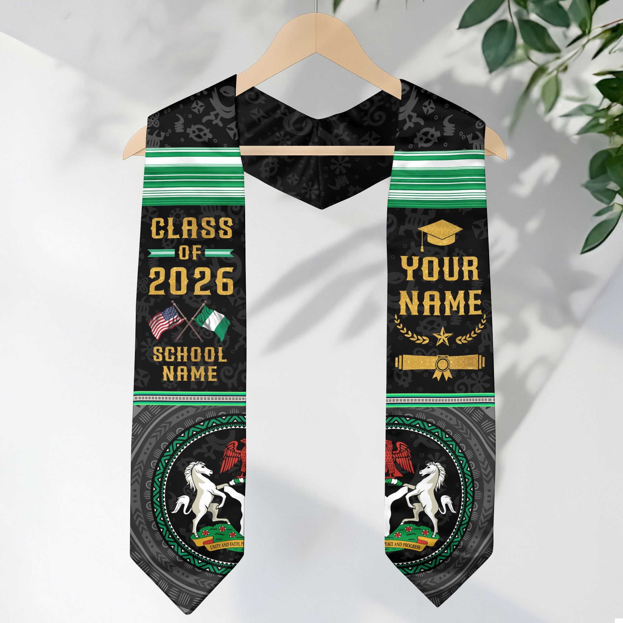 Nigerian Graduation Stole 2026, Nigeria Flag Sash, Graduation Stole with Custom Details