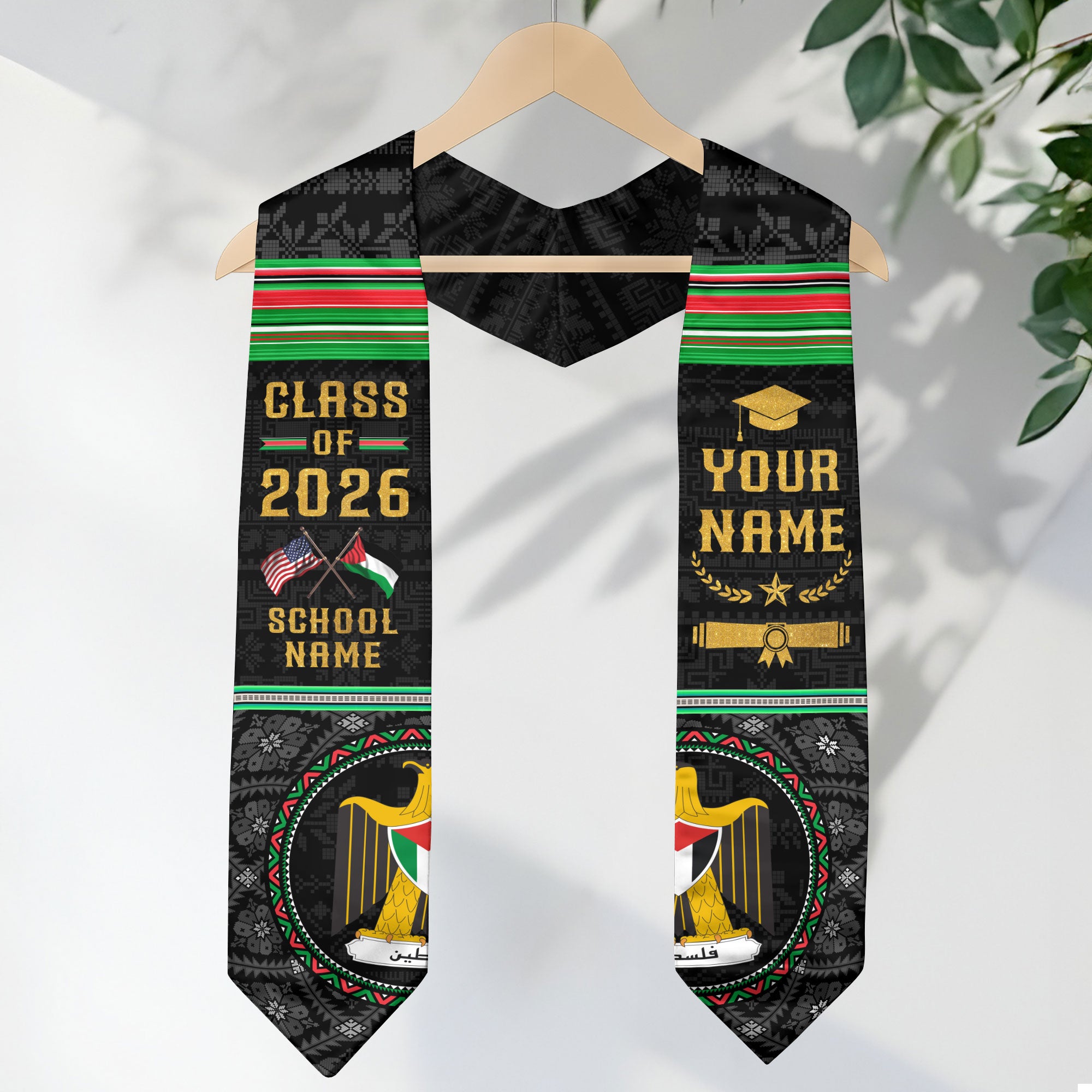 Palestinian Graduation Stole 2026, Palestine Flag Sash, Graduation Stole with Custom Details