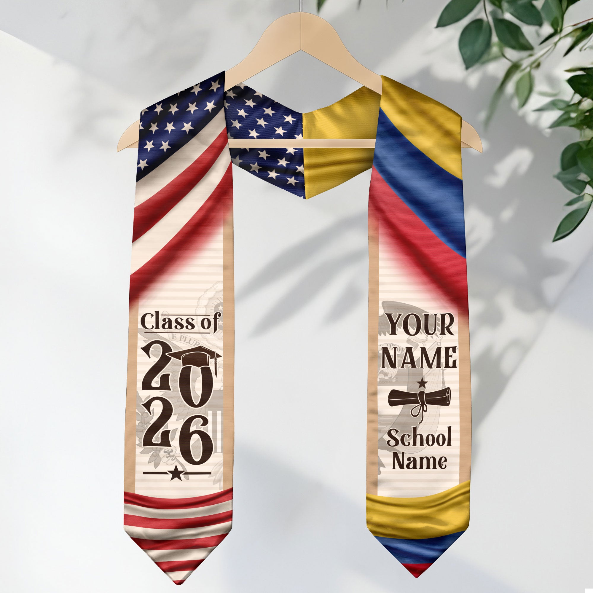 Graduation Stole Colombia 2026, Elegant Colombian Flag Sash for Formal Commencement Ceremony