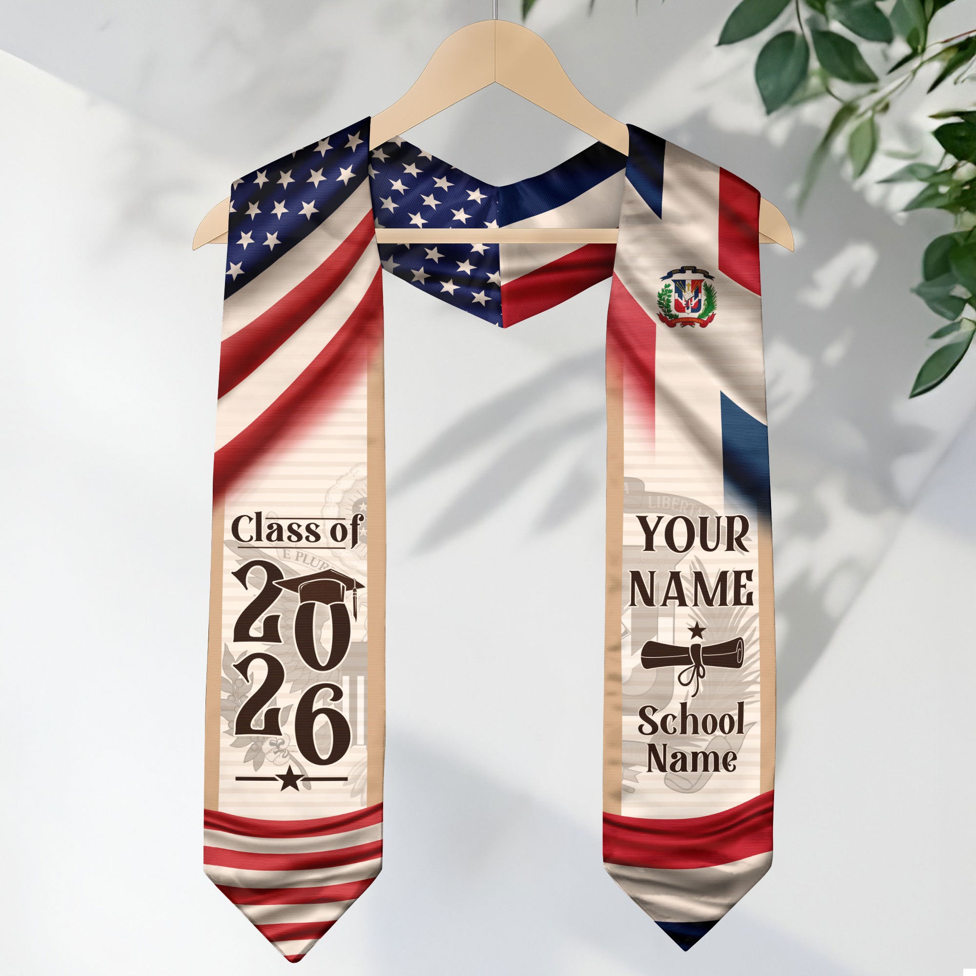 2026 Dominican Graduation Sash, Dominican Stole for Graduation, Flag Dominican Stole