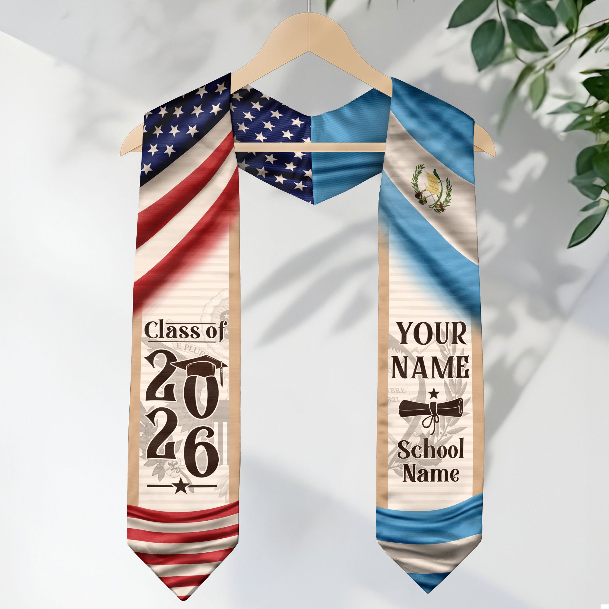 Customized Guatemala Flag Graduation Stole 2026, Guatemalan Graduation Sash, Refined Custom Finish