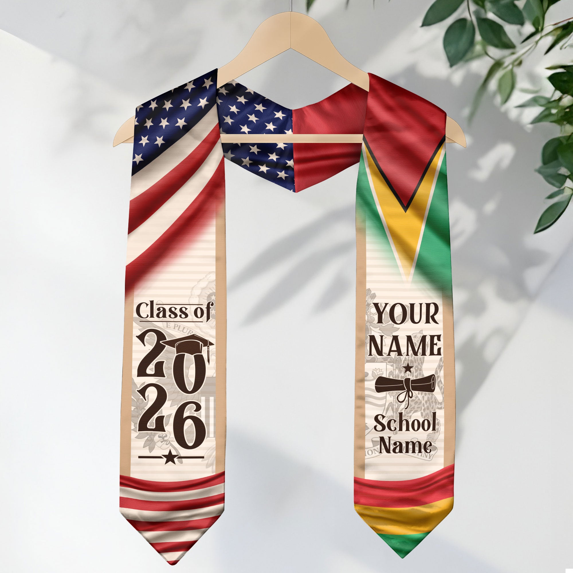 Guyanese Graduation Stole 2026, Guyana Flag Sash, Custom Graduation Sash for Graduates