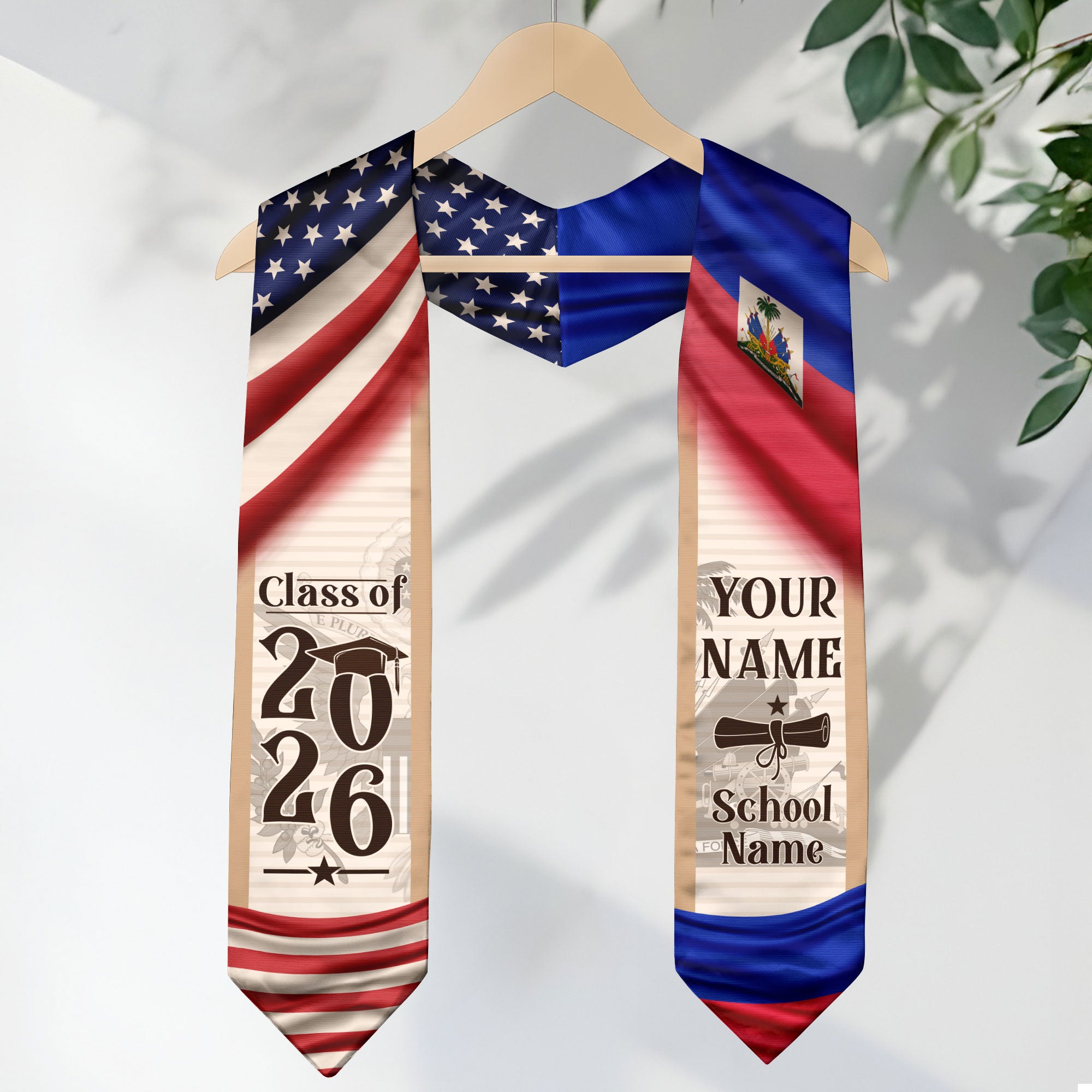 2026 Haitian Flag Stole, Graduation Sash for Haiti, Stole for Haitian Graduates
