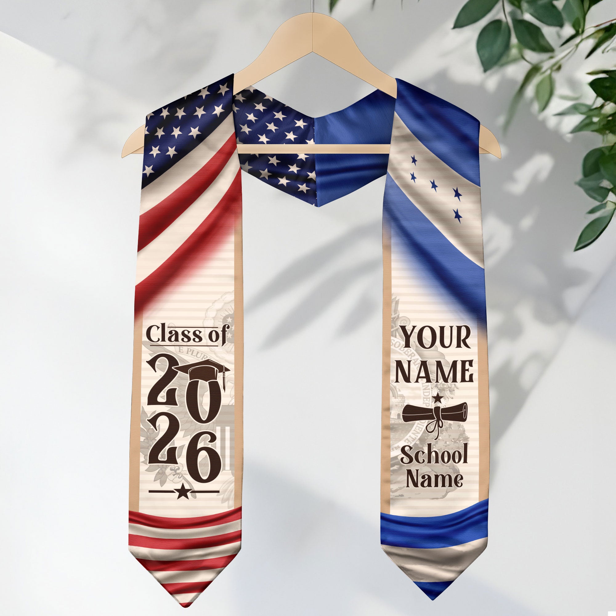 Graduation Stole Honduras Flag 2026, Honduran Sash for Graduates, Honduras Stole