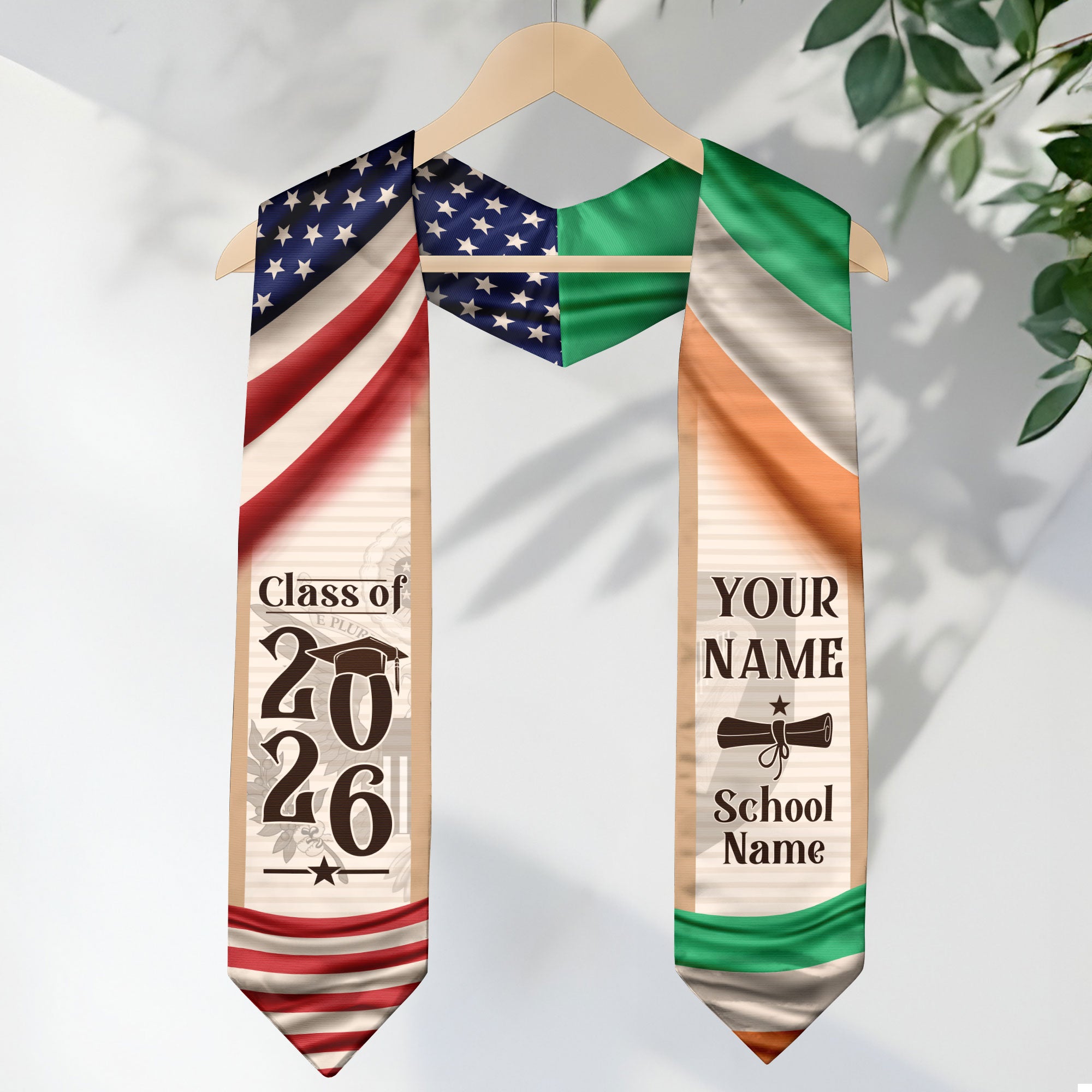 Irish Graduation Stole 2026, Ireland Flag Sash, Custom Graduation Sash for Graduates