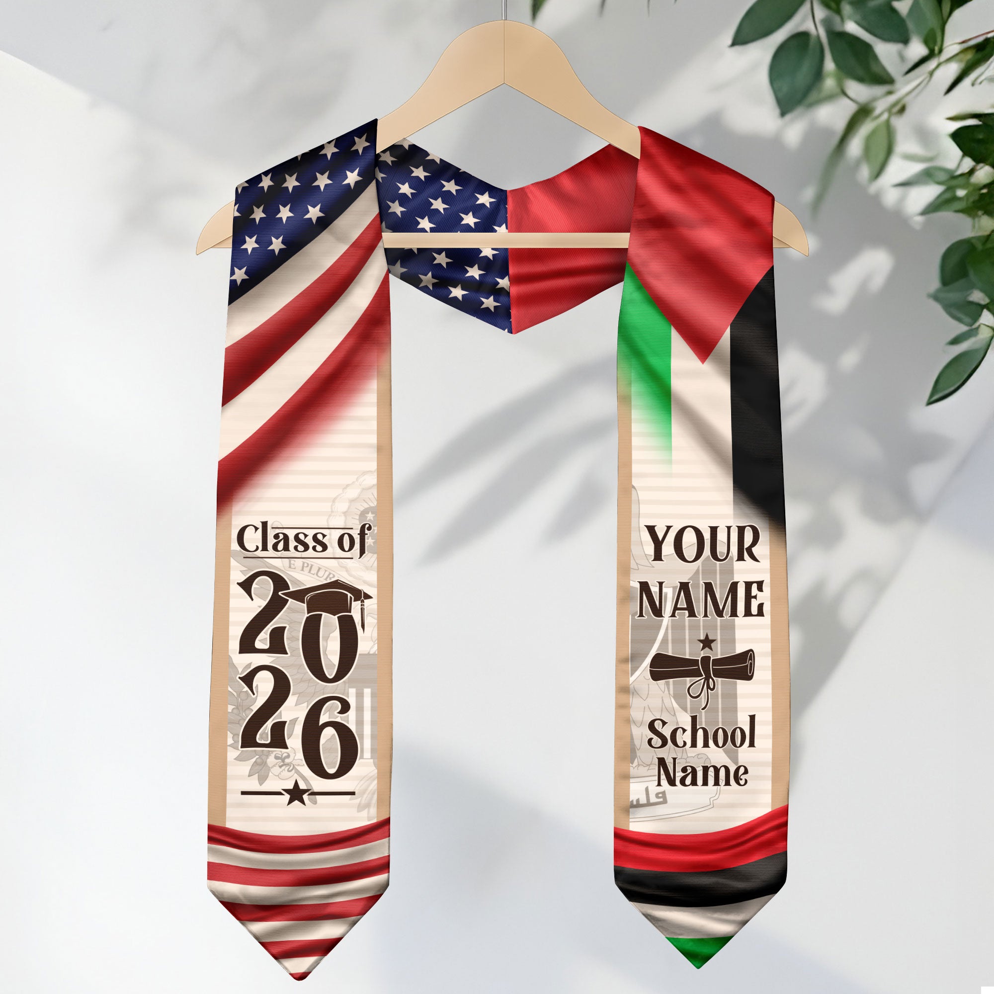 Palestine Graduation Sash 2026, Palestinian Flag Graduation Stole, Custom Accent for Grads