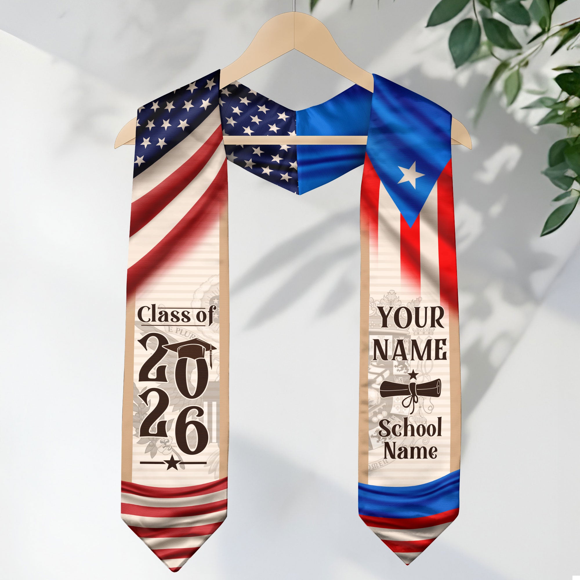 Puerto Rico Graduation Sash 2026, Puerto Rican Flag Graduation Stole, Custom Accent for Grads