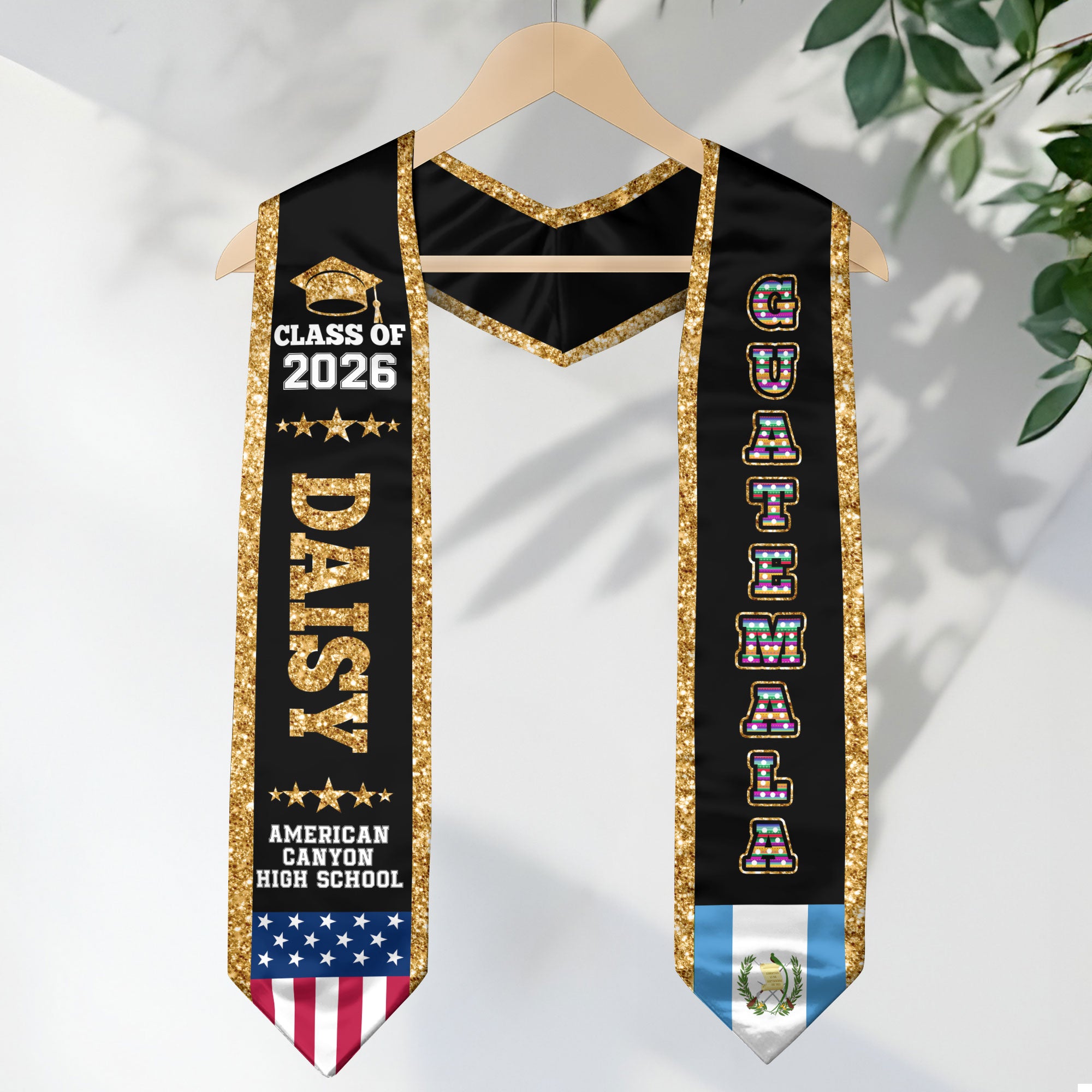 2026 Guatemala Flag Graduation Stole, Guatemala Sash, Personal Detail Option for Grads