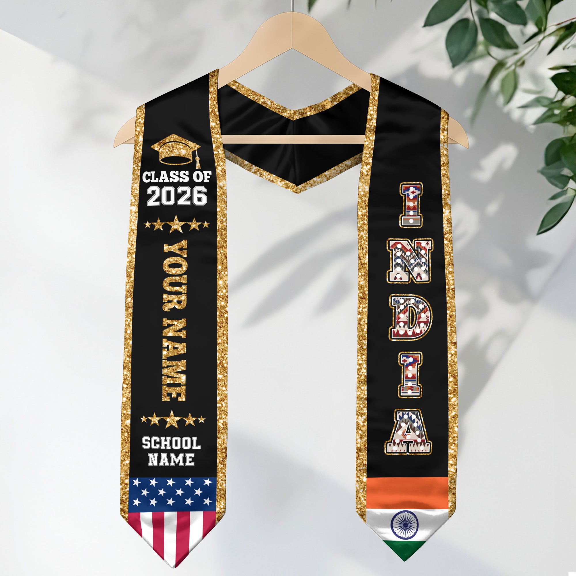 India Graduation Stole 2026, India Flag Sash, Personal Detail Option for Graduates
