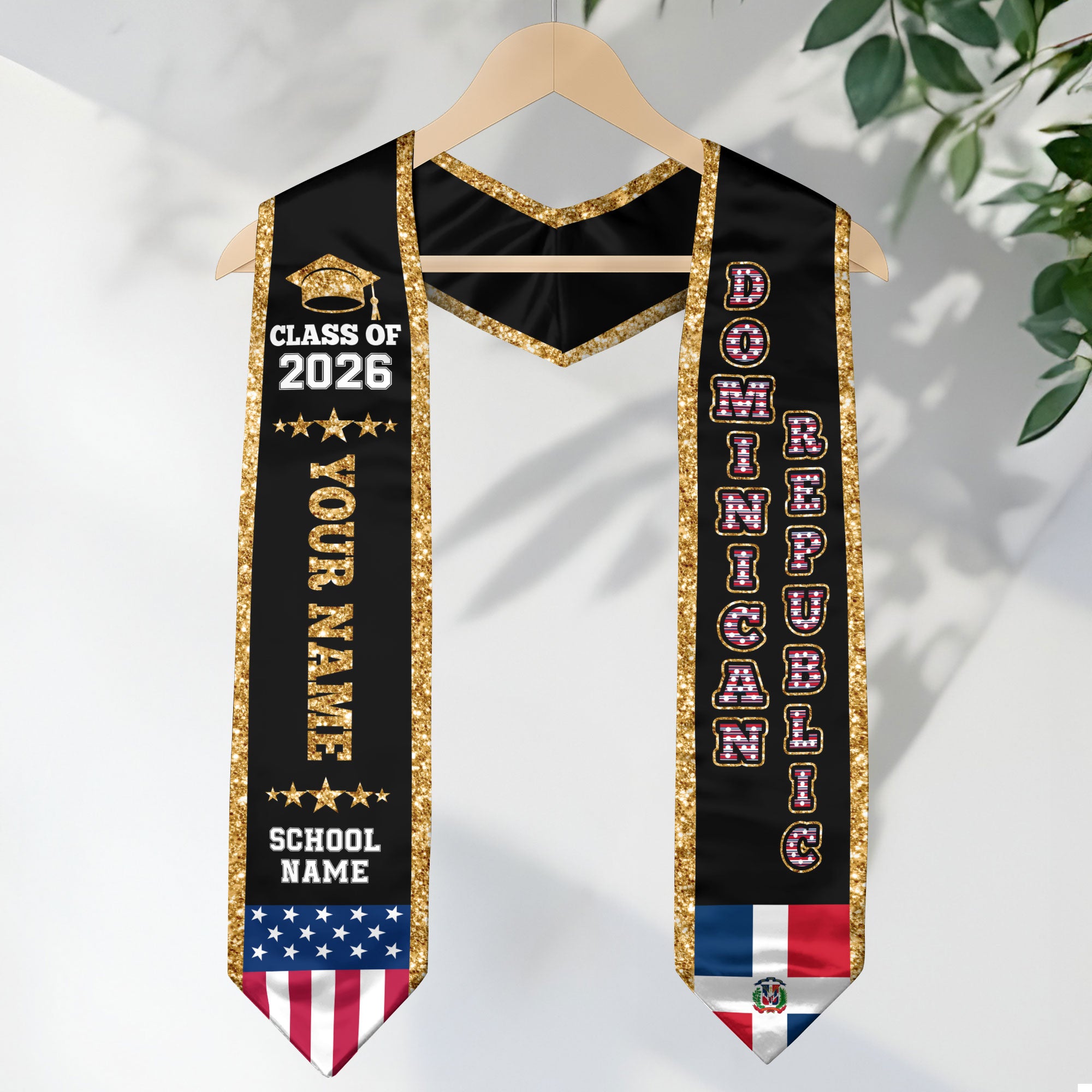 Dominican Republic Graduation Stole 2026, Flag Sash, Personal Detail Option for Grads