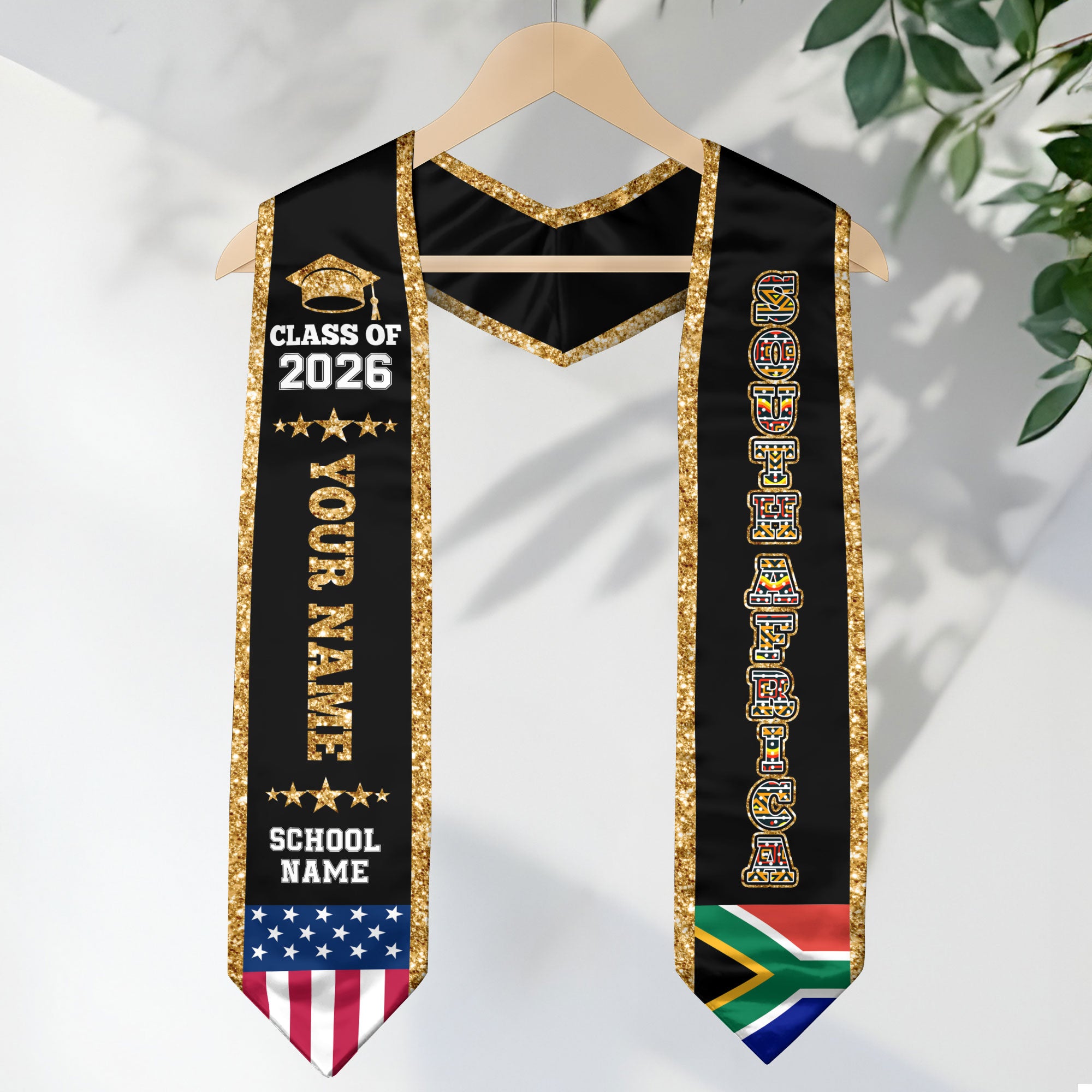 SouthAfrica Graduation Stole 2026, Flag Sash, Personal Detail Option for Grads Ceremony