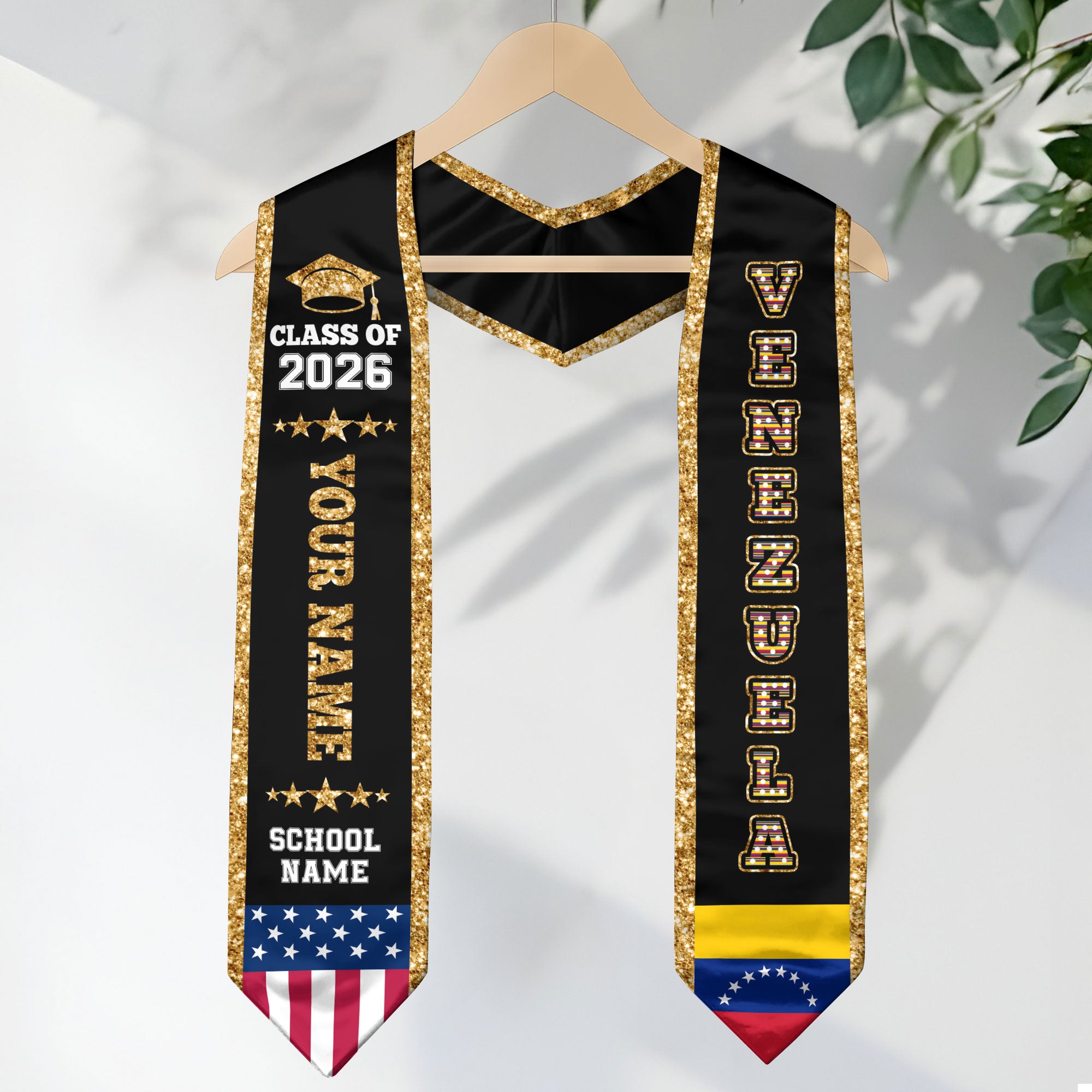 Venezuela Graduation Stole 2026, Venezuela Flag Sash, Personal Detail Option for Graduates