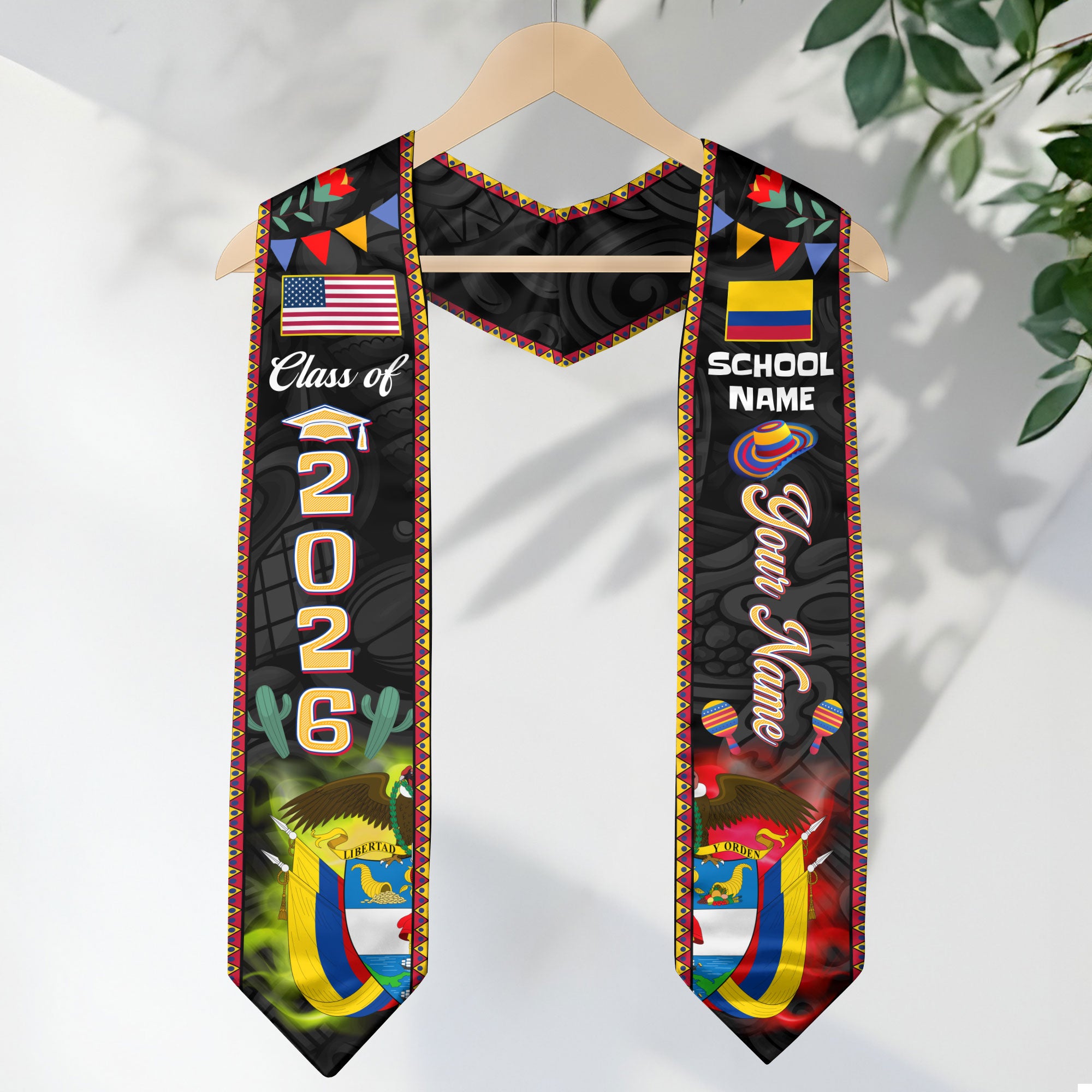 Colombia Graduation Stole 2026, Colombian Flag Graduation Sash, Custom Details Grad Stole