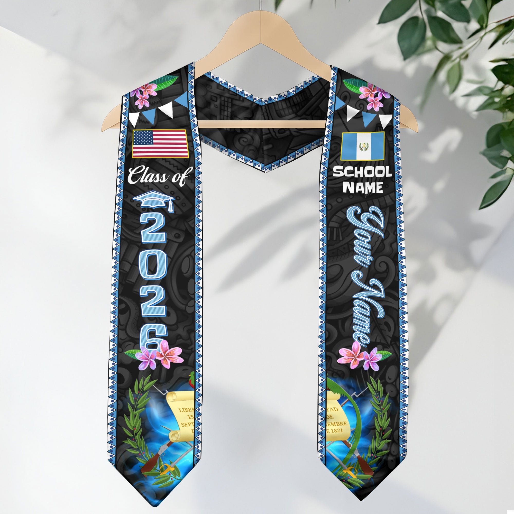 Customized Guatemala Graduation Stole, Guatemalan Sash Custom, Guatemalan Flag Stole, Custom Graduation Sash 2026, Class of 2026