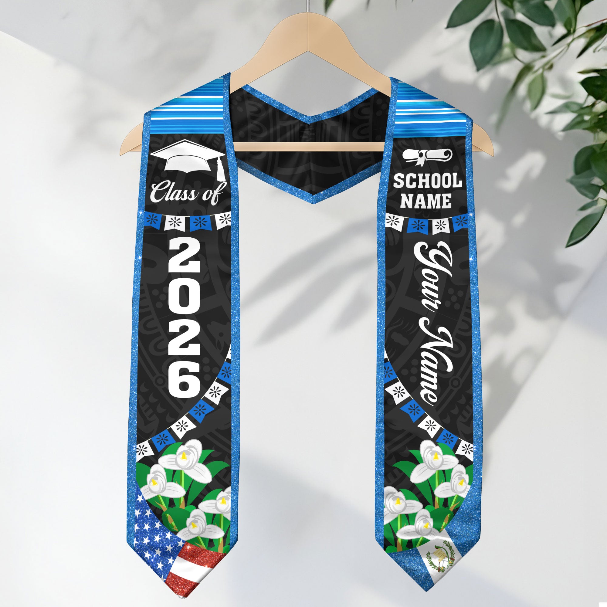 Customized Guatemala Graduation Sash, Guatemala Flag Graduation Stole, Personalized Graduation Stole 2026