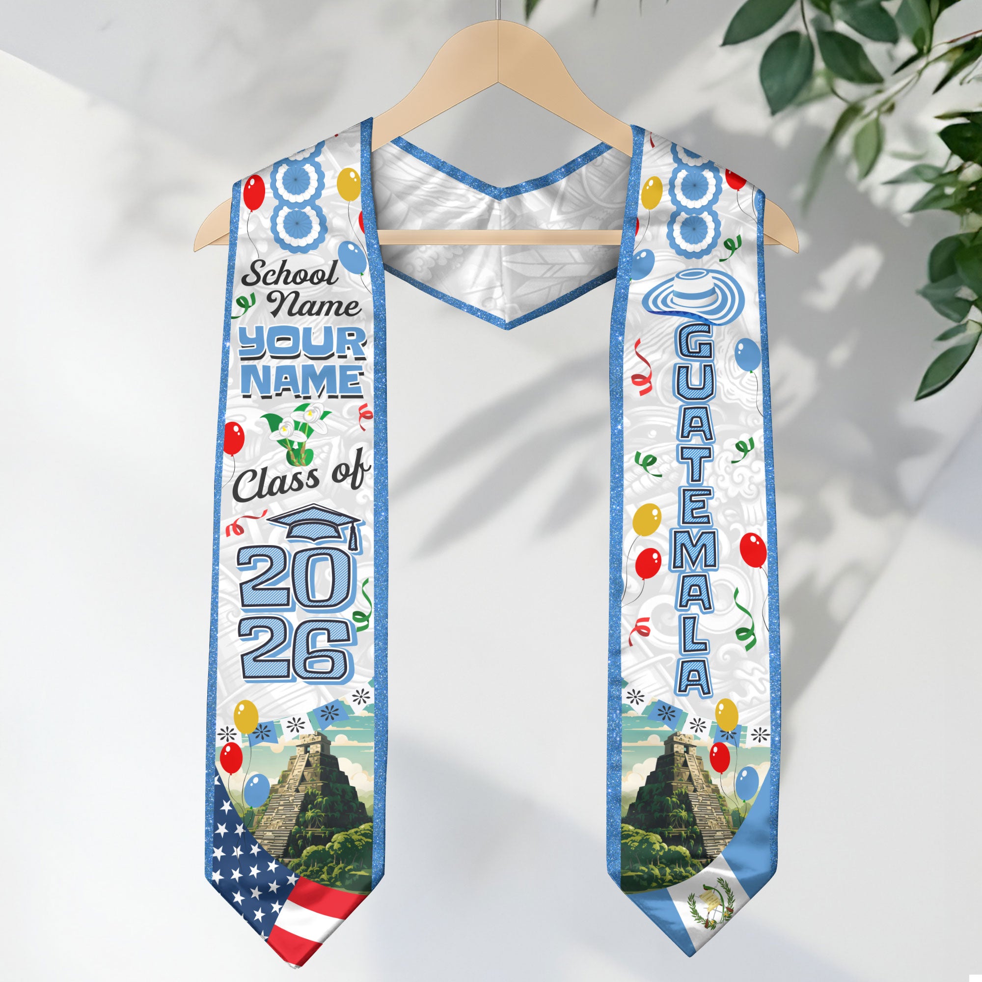 Customized Graduation Stole Guatemala, Guatemala Flag Graduation Sash, Custom Stole for Graduation 2026